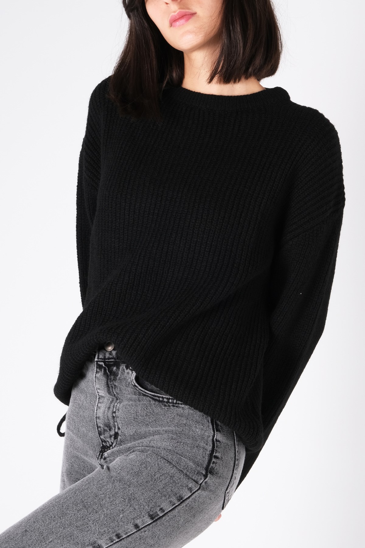 MIOROPA Bisiklet Yaka Siyah Triko Kazak