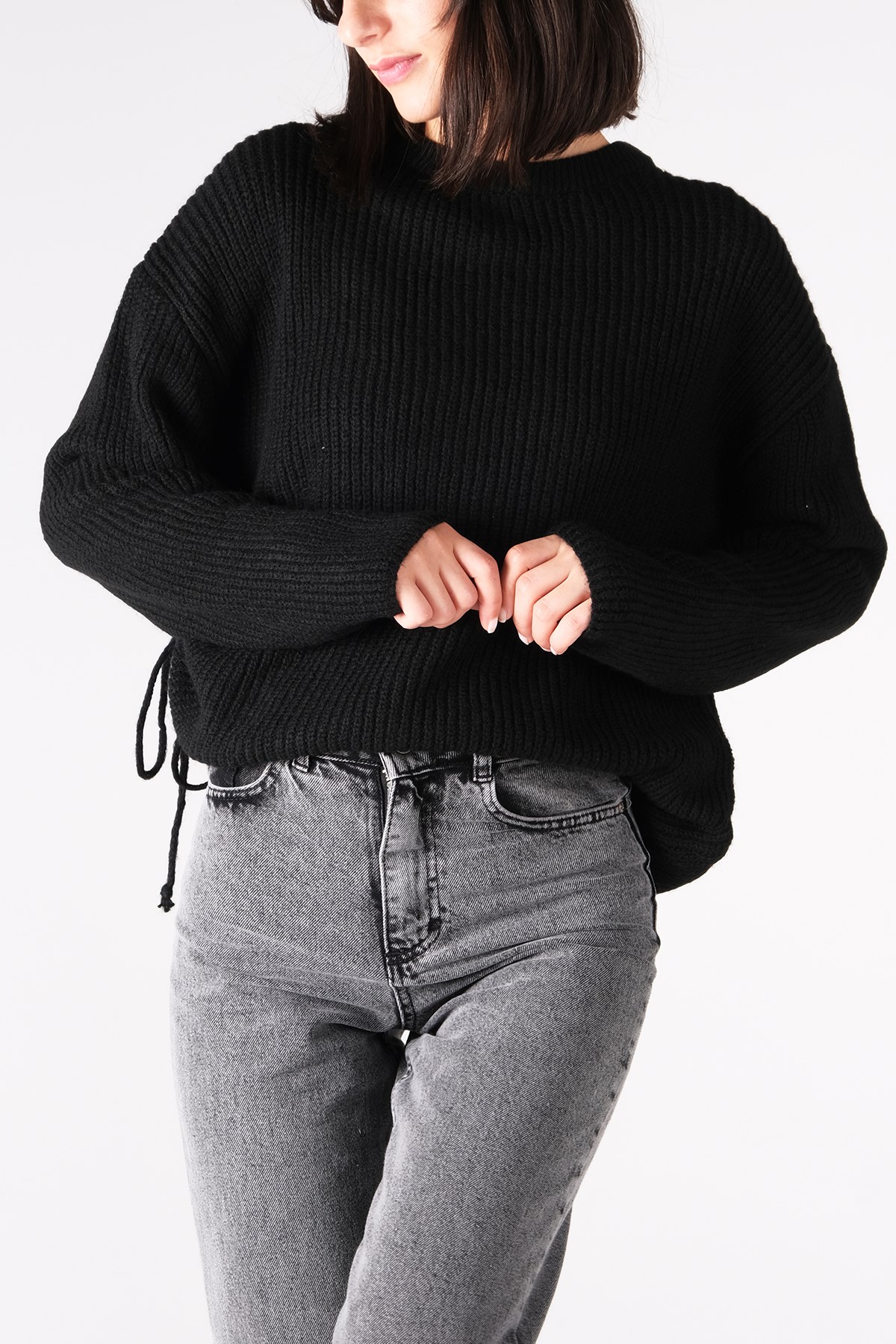 MIOROPA Bisiklet Yaka Siyah Triko Kazak