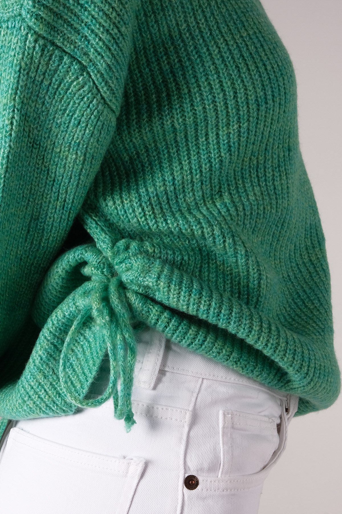 MIOROPA Bisiklet Yaka Yeşil Triko Kazak