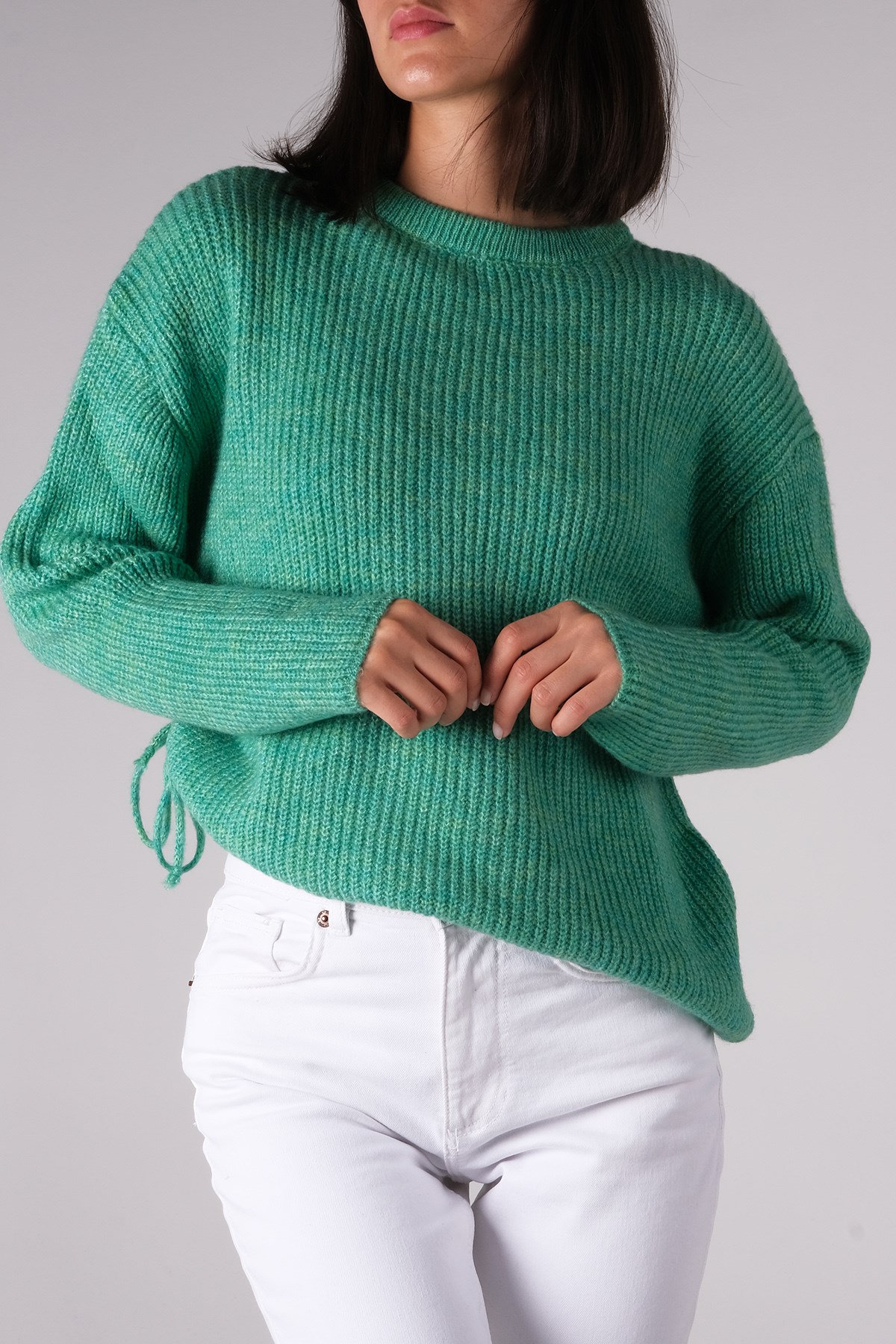 MIOROPA Bisiklet Yaka Yeşil Triko Kazak