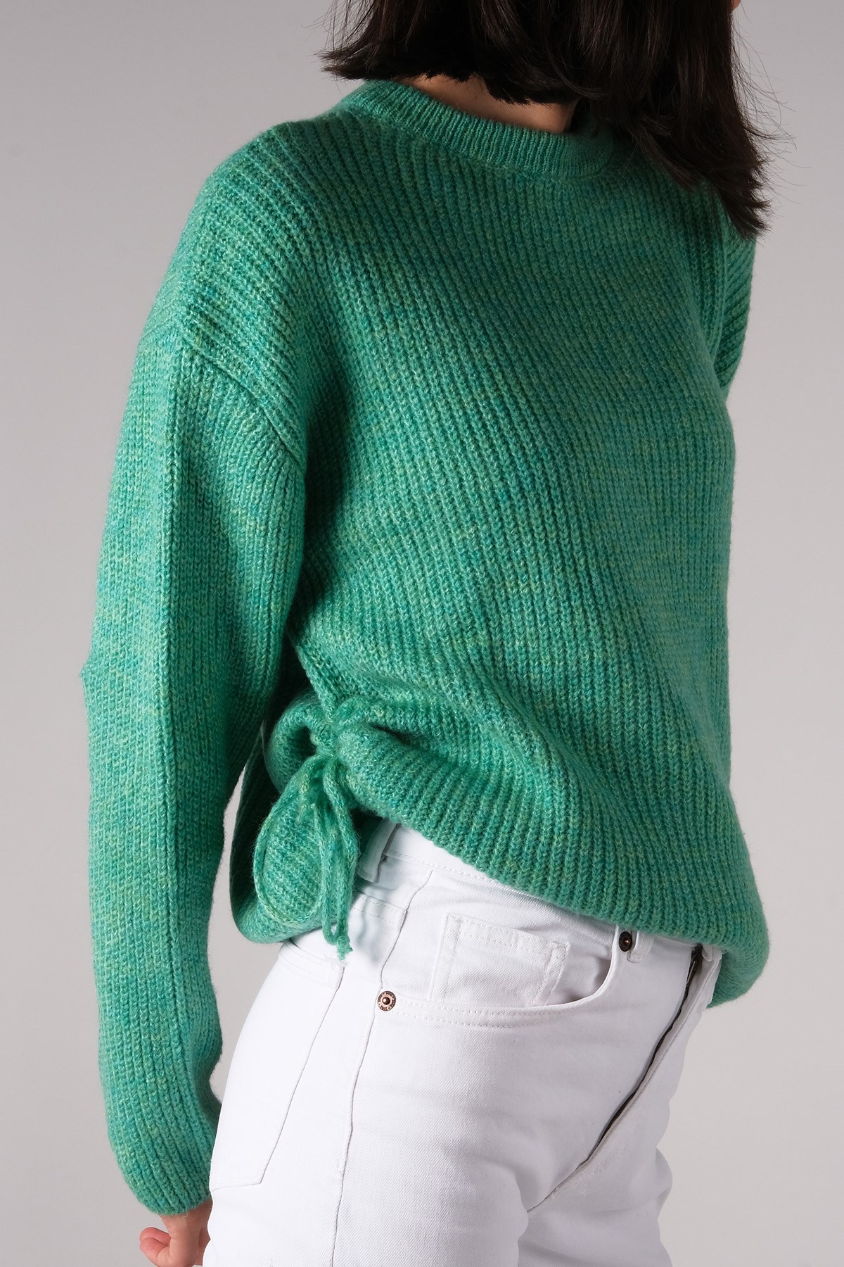 MIOROPA Bisiklet Yaka Yeşil Triko Kazak