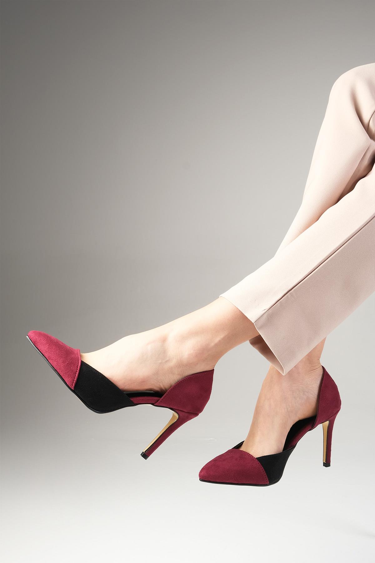 Brien Bordo Renk Süet Stiletto