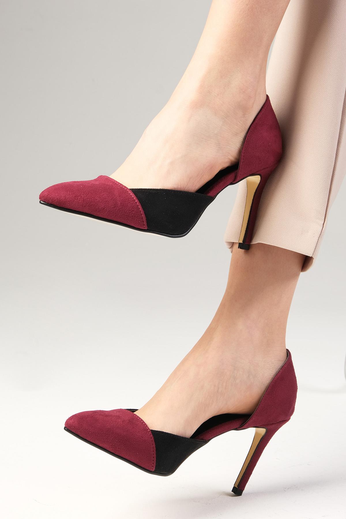 Brien Bordo Renk Süet Stiletto