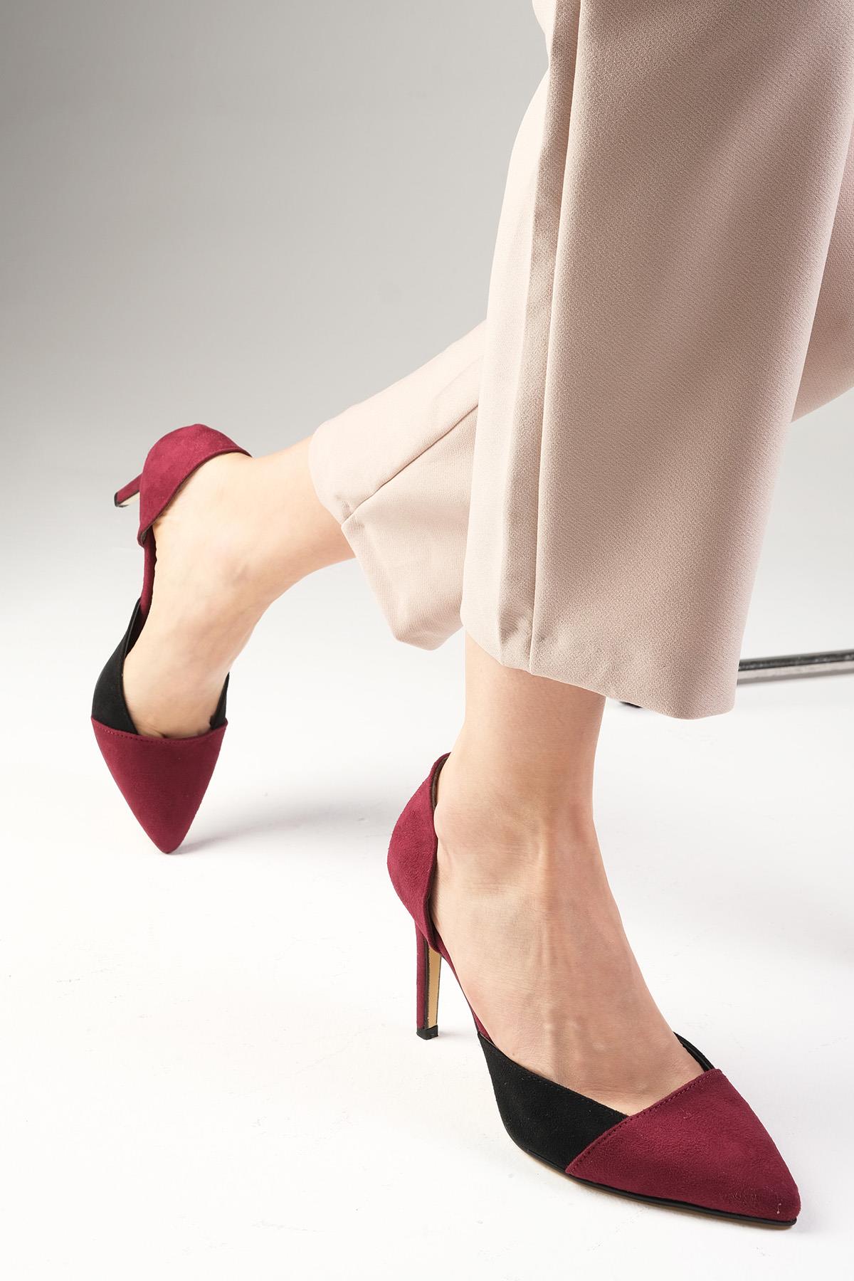 Brien Bordo Renk Süet Stiletto