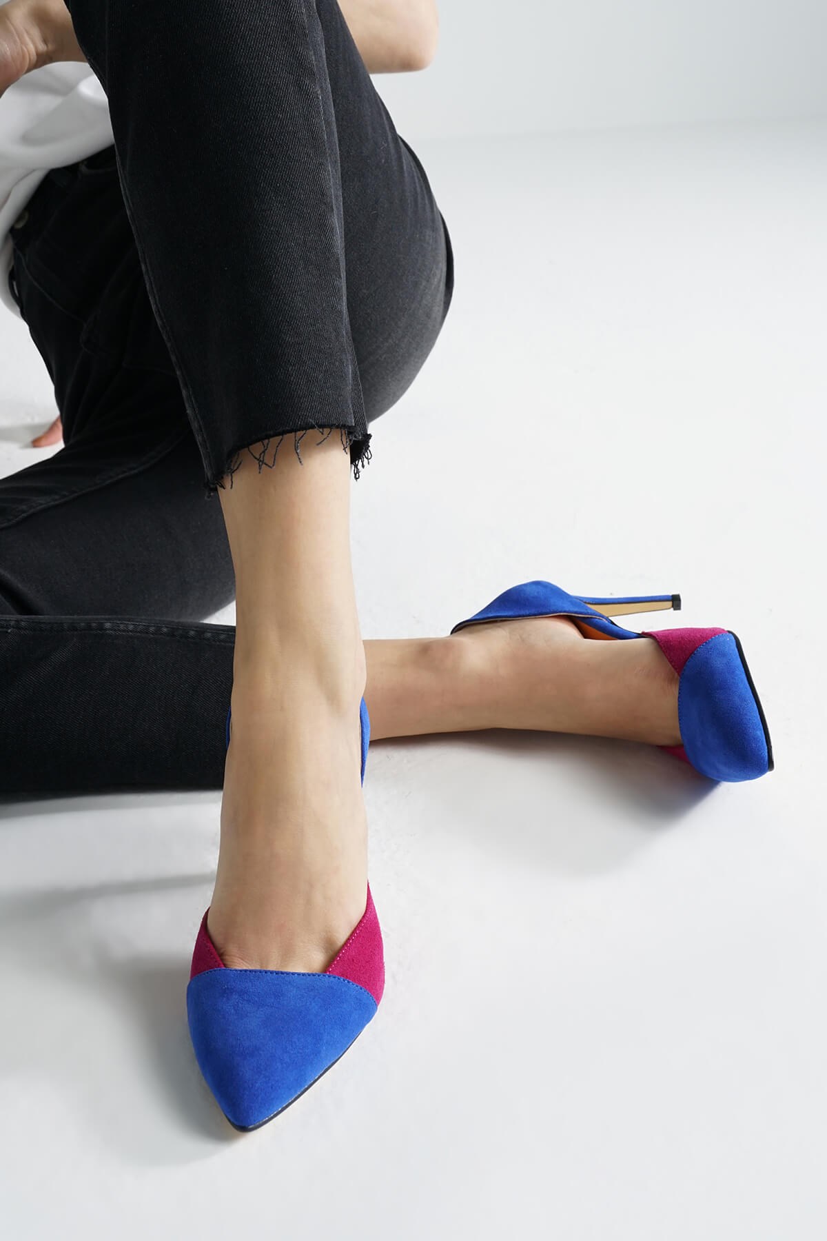 Brien Hakiki Süet Saks Stiletto