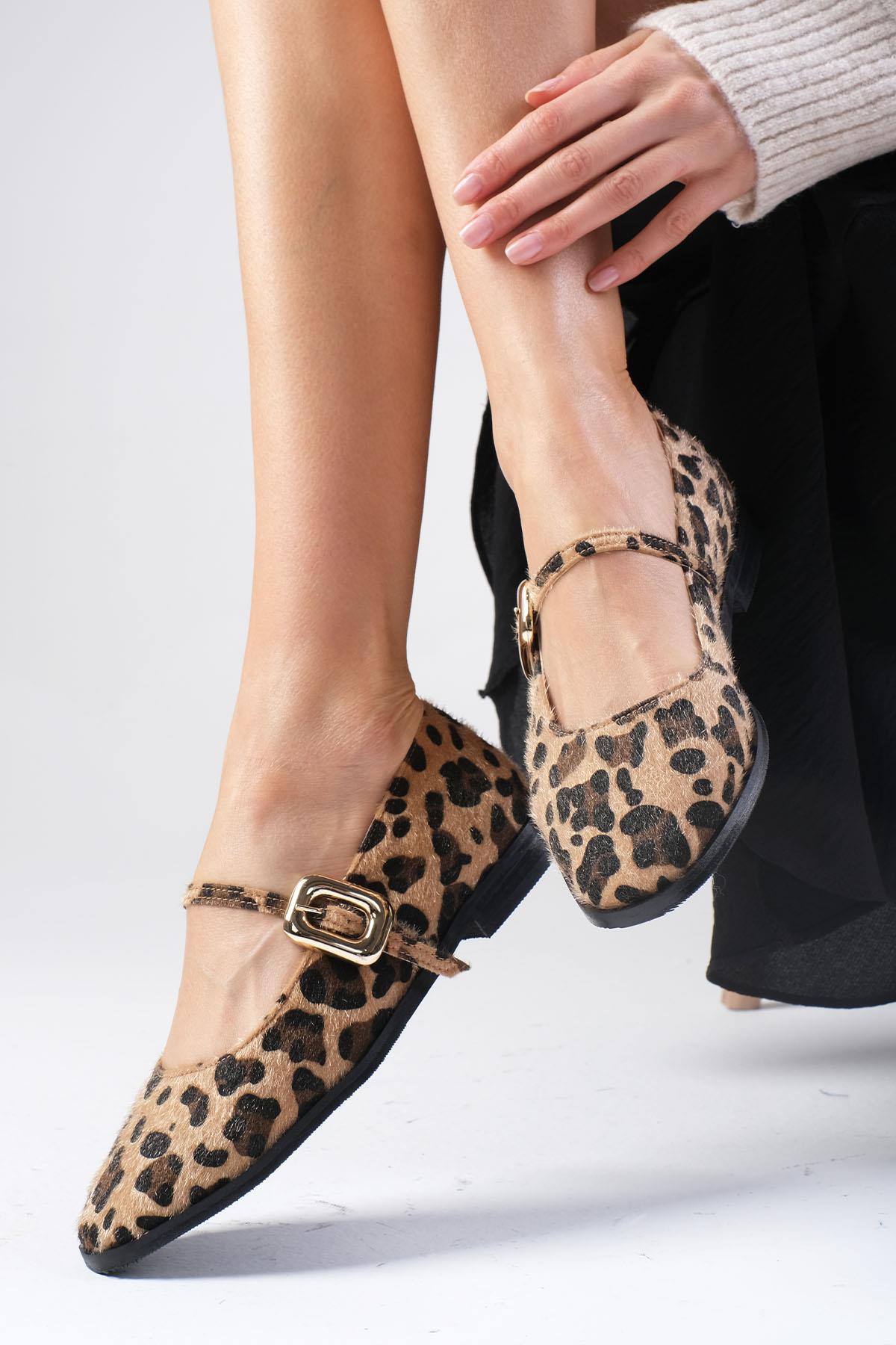 Camille Leopar Desenli Babet Ayakkabı