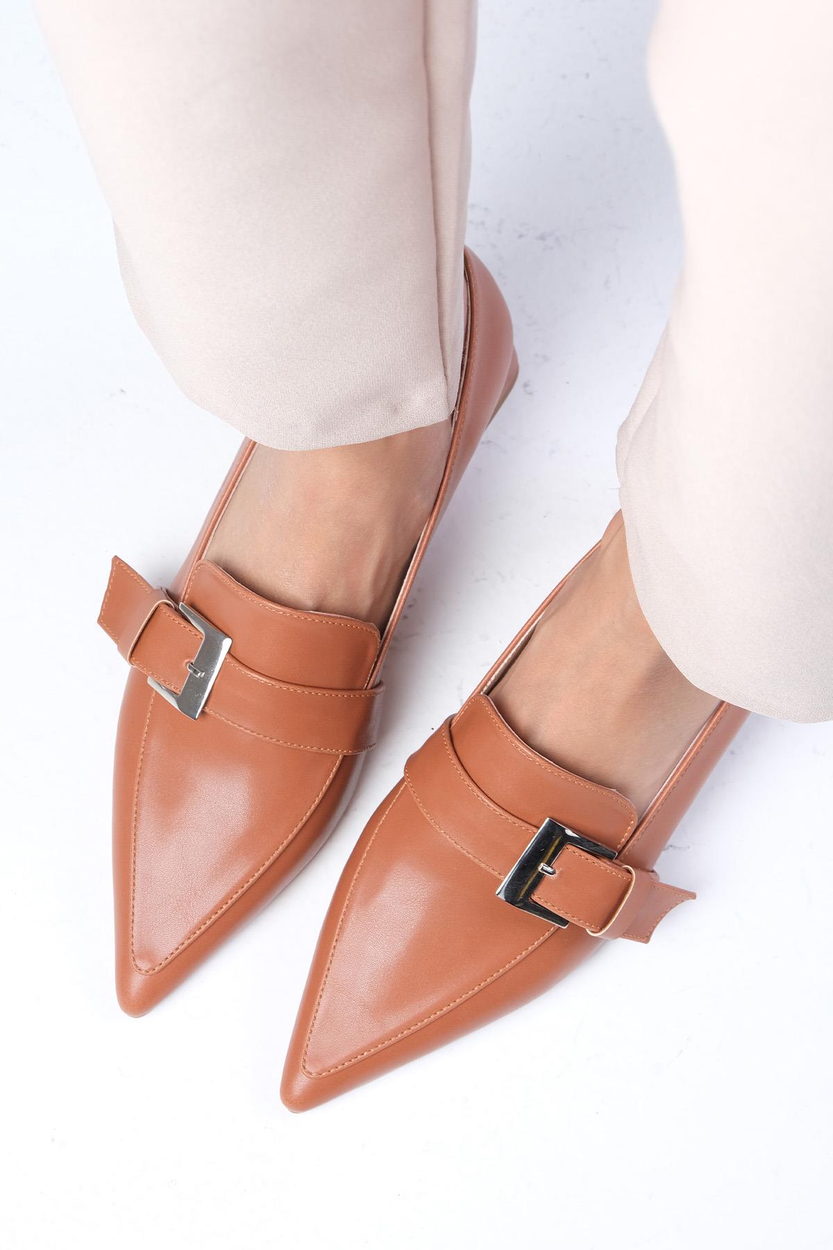 Carola Taba Renk Kısa Topuklu Ayakkabı