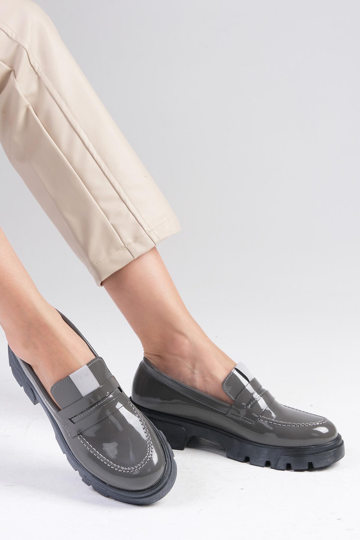 Casey Gri Renk Kalın Tabanlı Oxford Ayakkabı