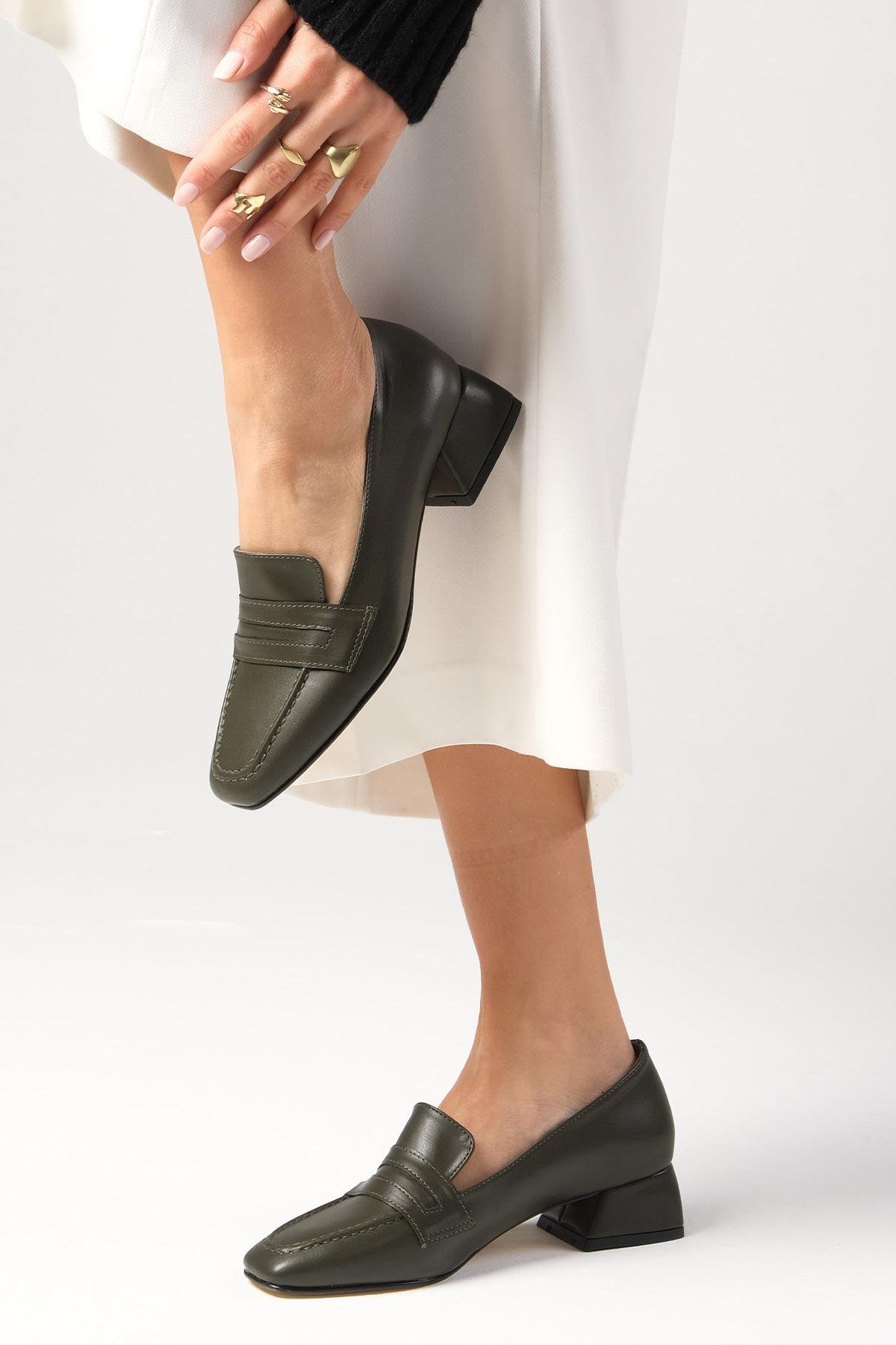 Cecille Yeşil Renk Kısa Topuklu Ayakkabı