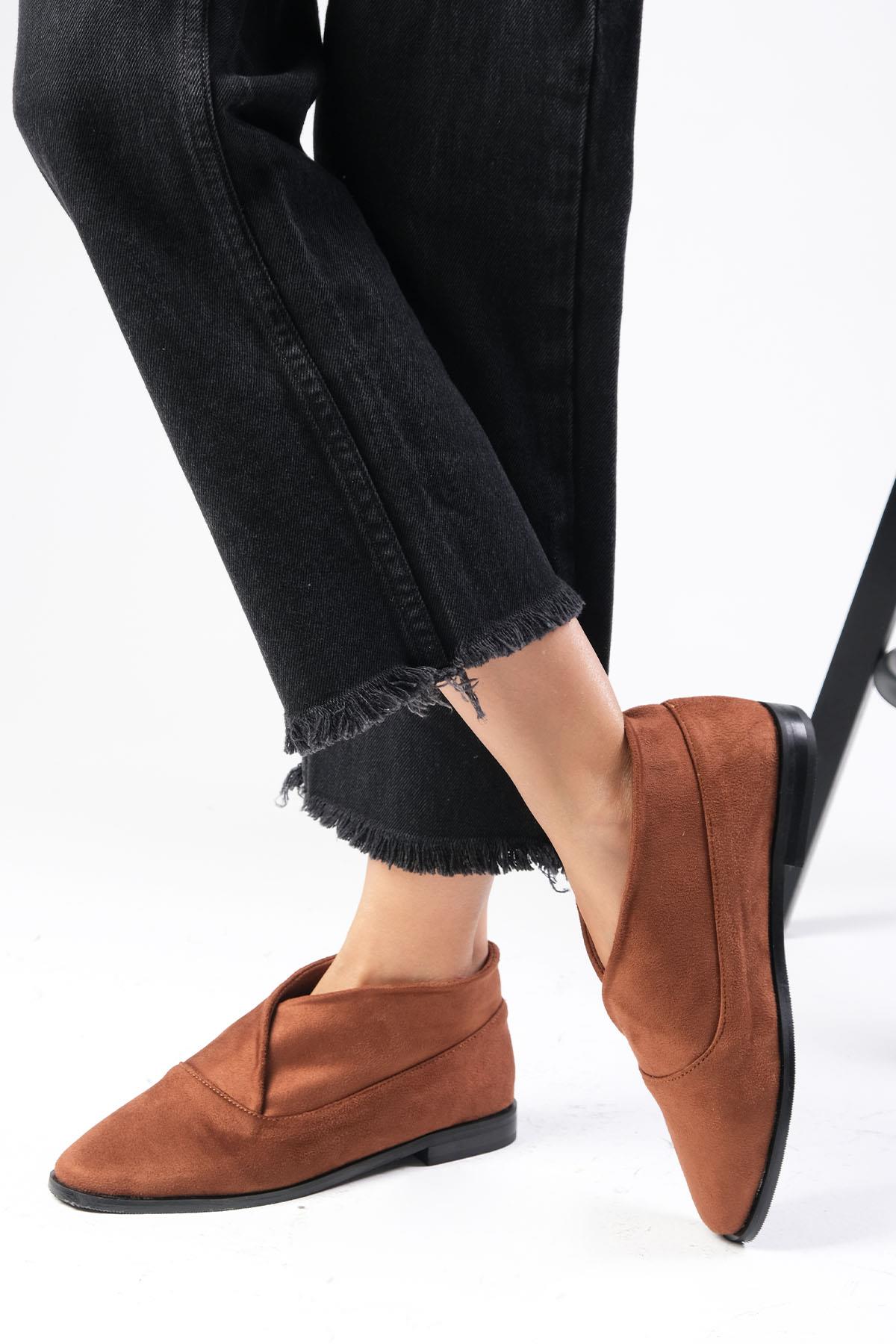 Clarisse Kahverengi Streç Süet Loafer