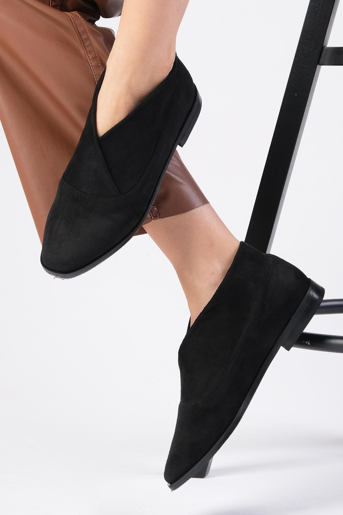 Clarisse Siyah Renk Streç Süet Loafer