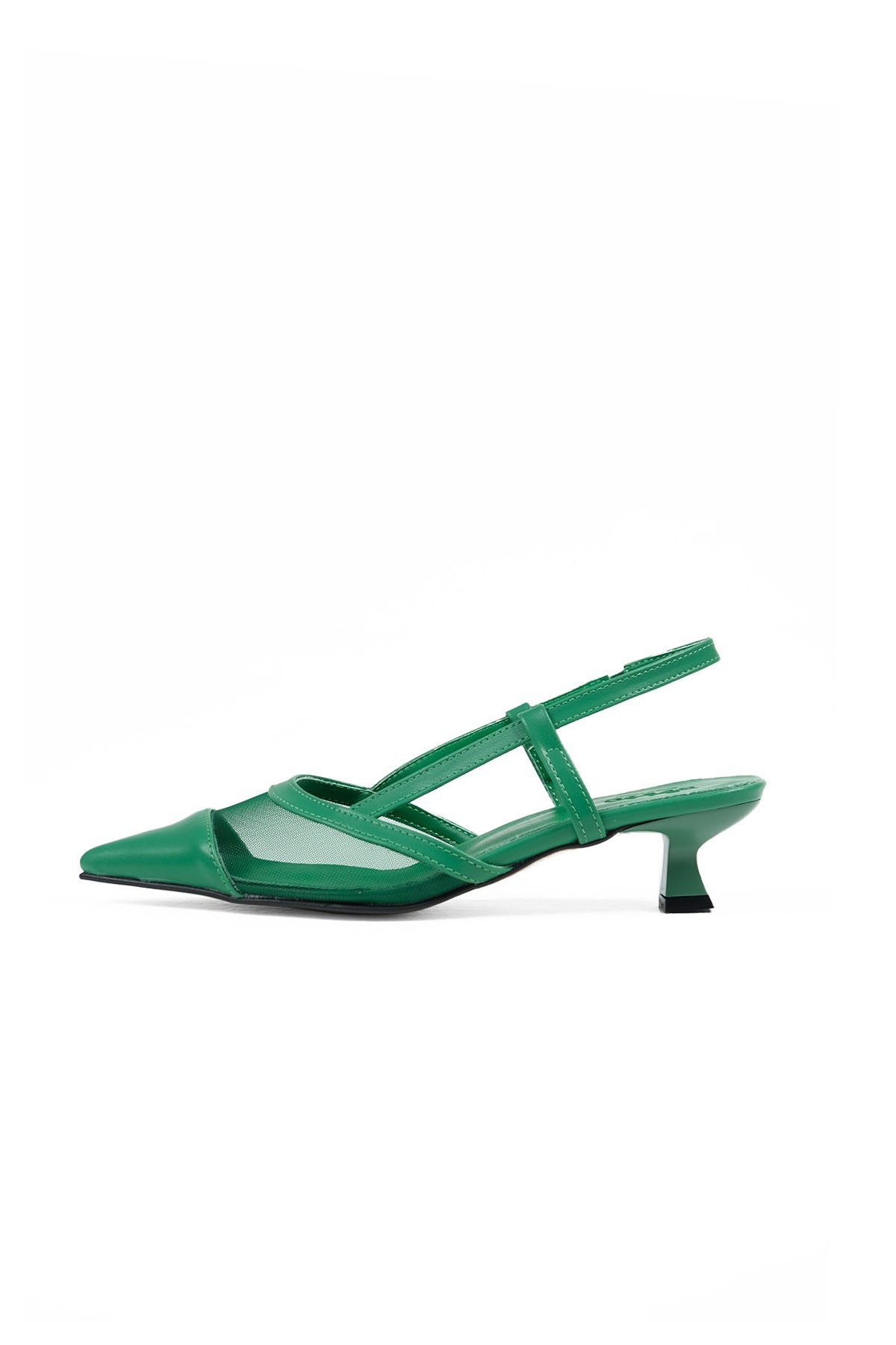 Diane Yeşil Renk Kısa Topuklu Ayakkabı