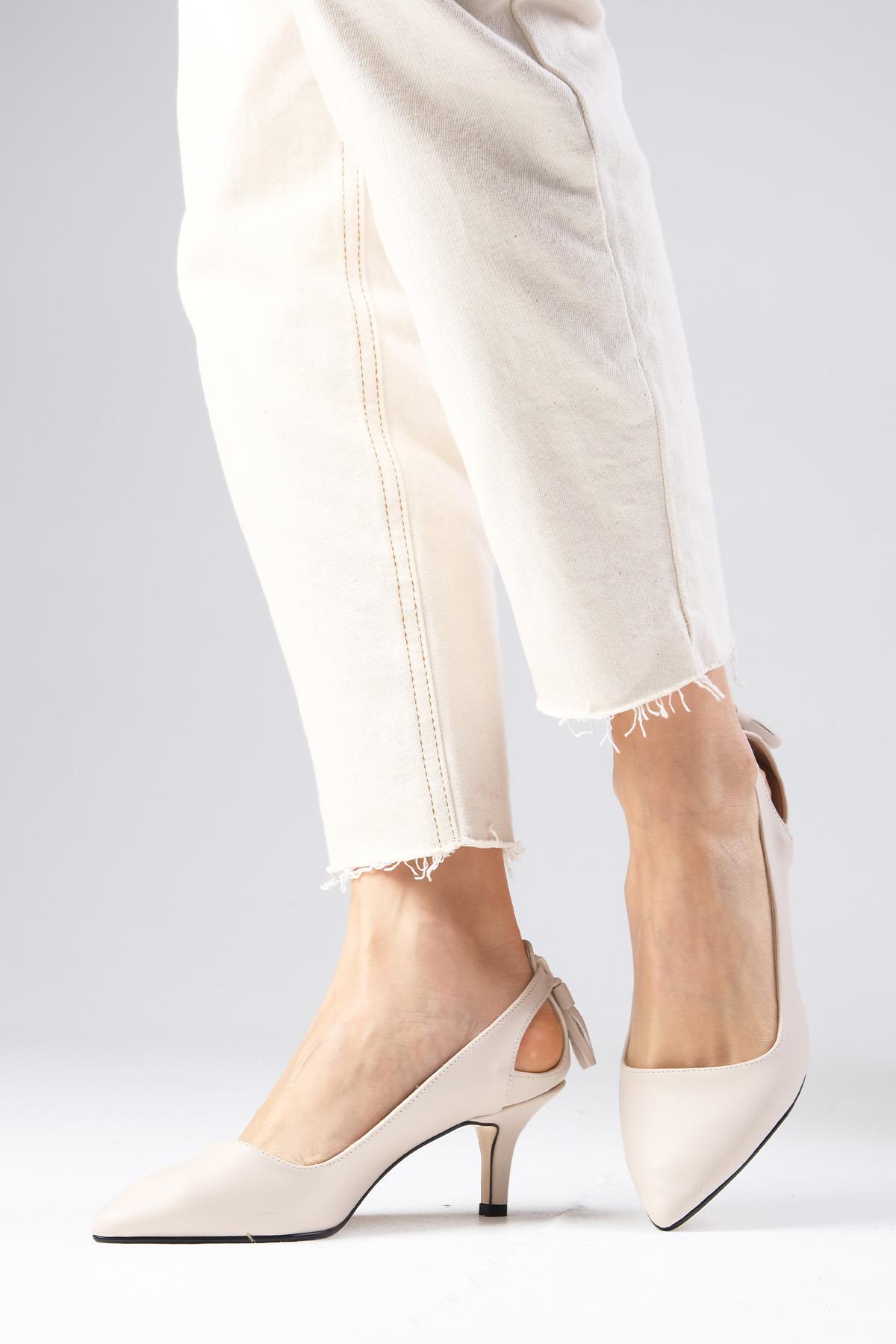 Drop Bej Renk Topuklu Ayakkabı