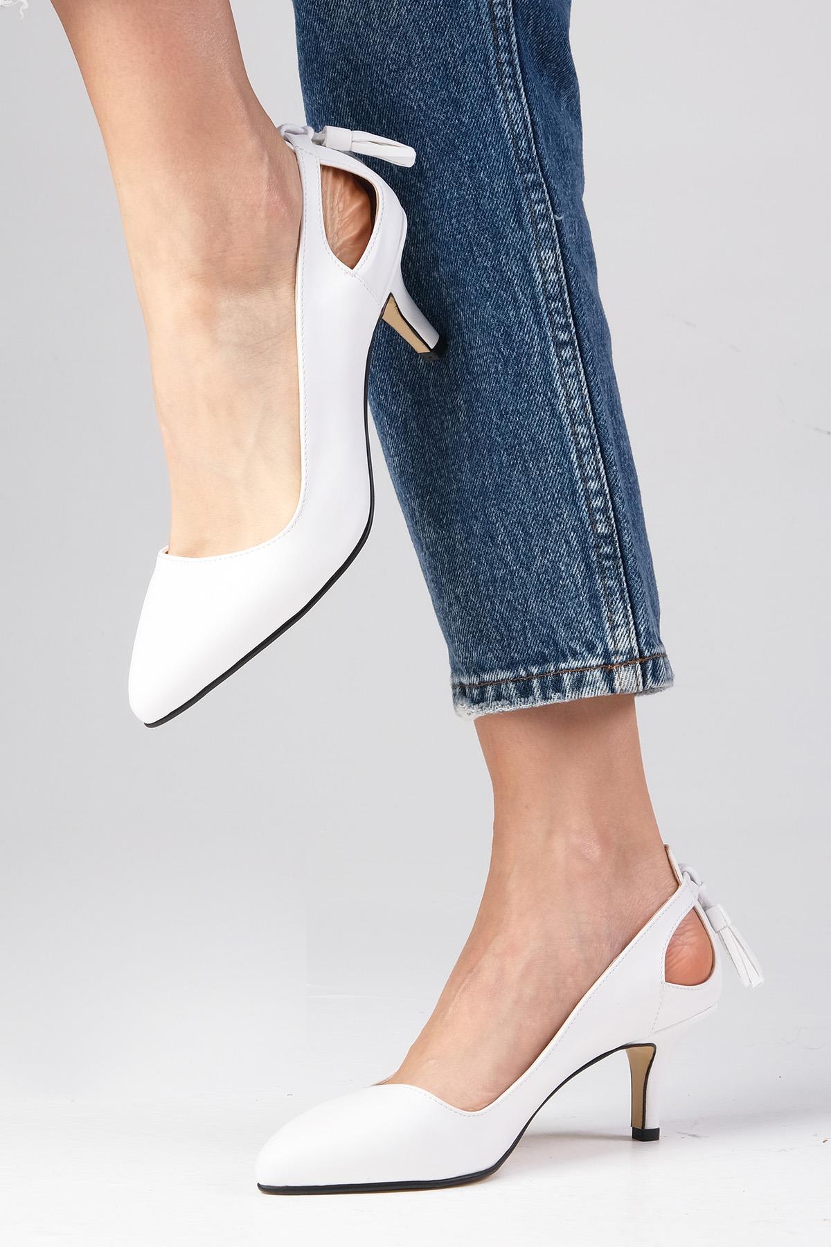 Drop Beyaz Renk Topuklu Ayakkabı