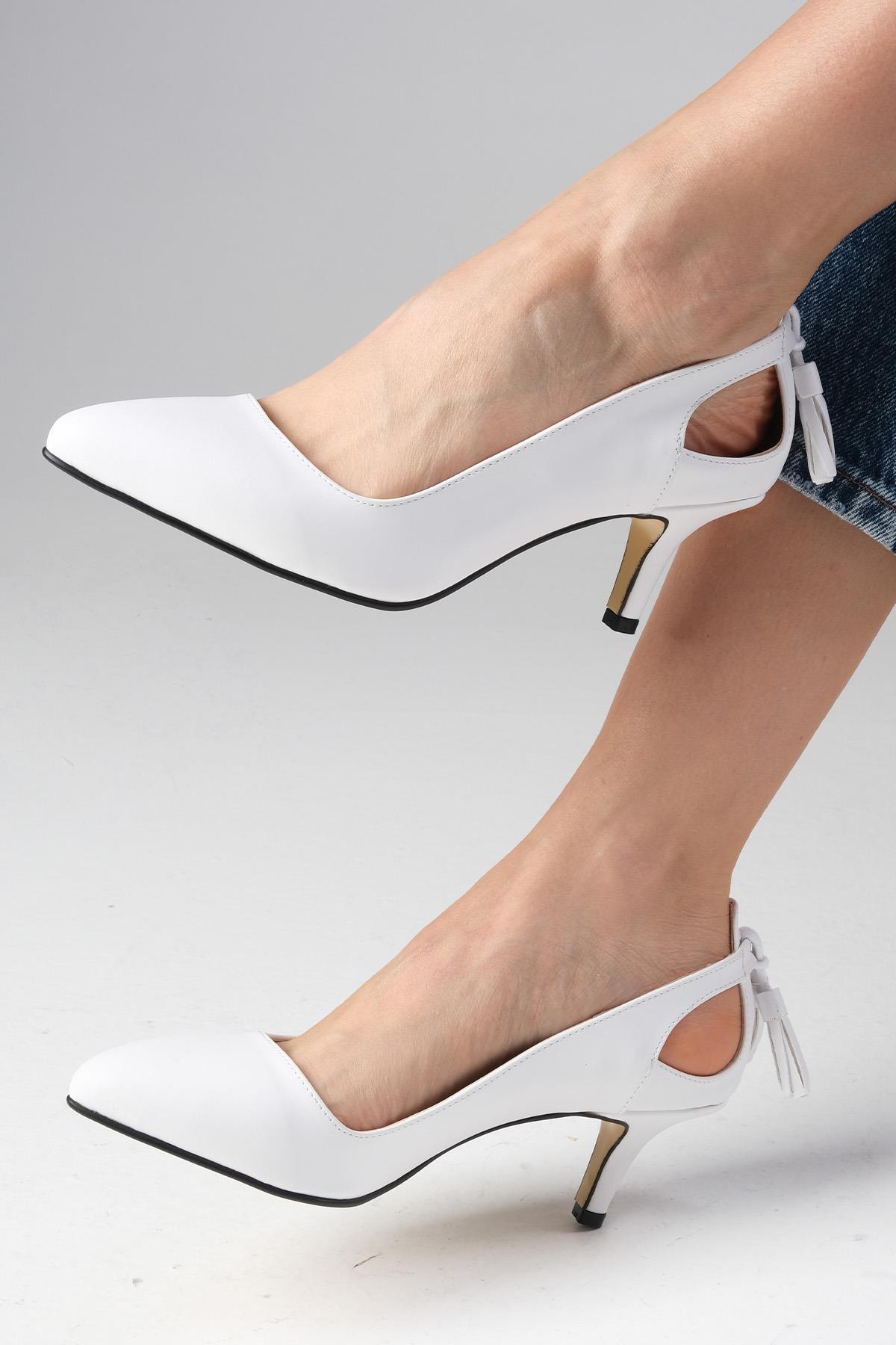 Drop Beyaz Renk Topuklu Ayakkabı