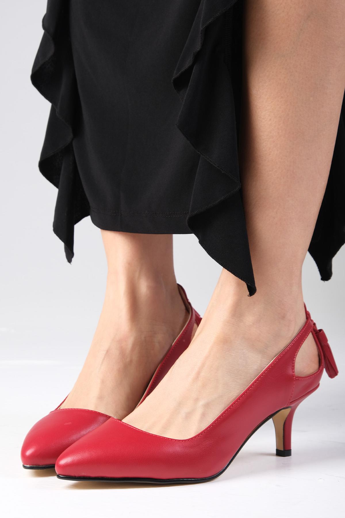 Drop Kırmızı Renk Topuklu Ayakkabı