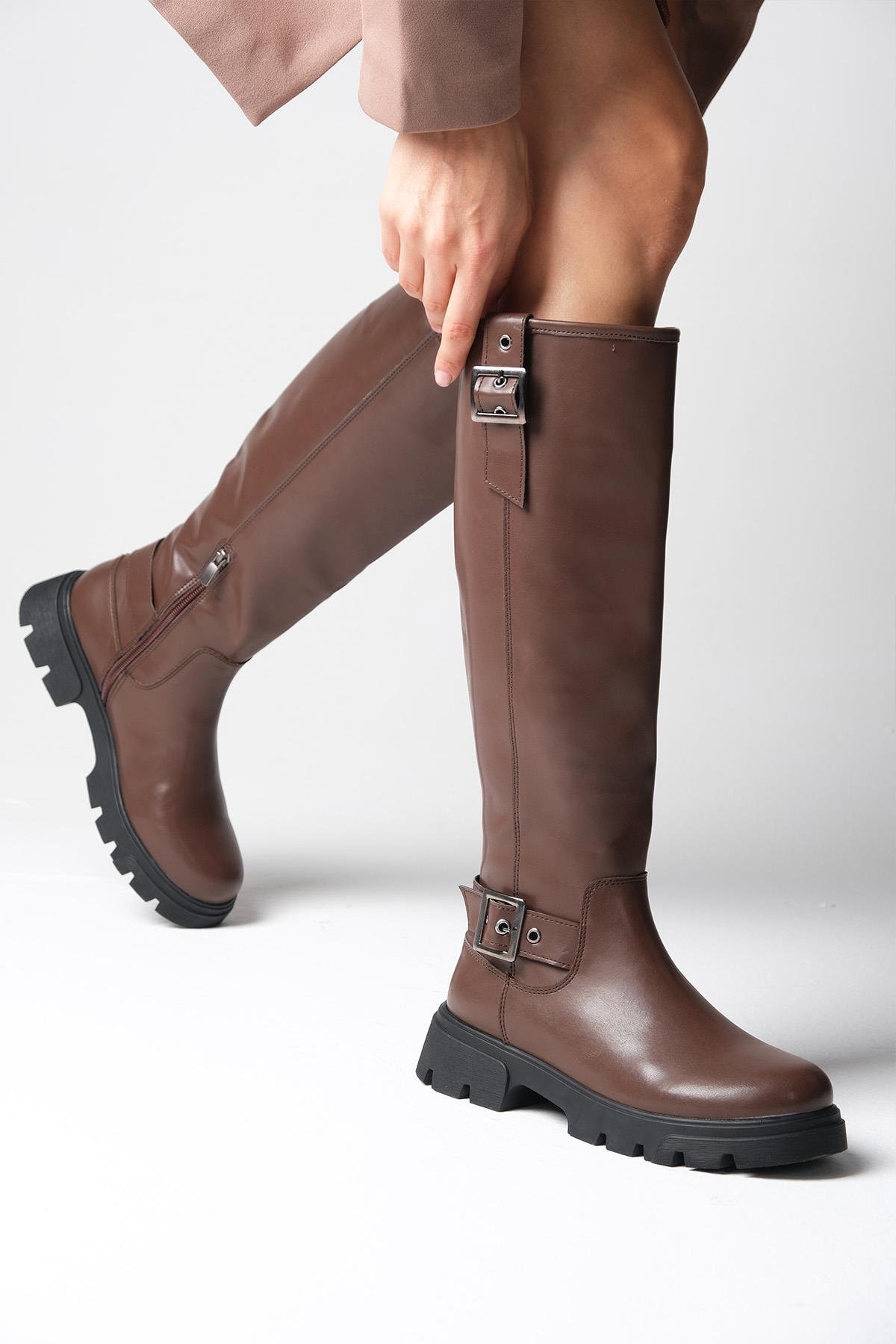 Edith Kahverengi Kalın Tabanlı Çizme