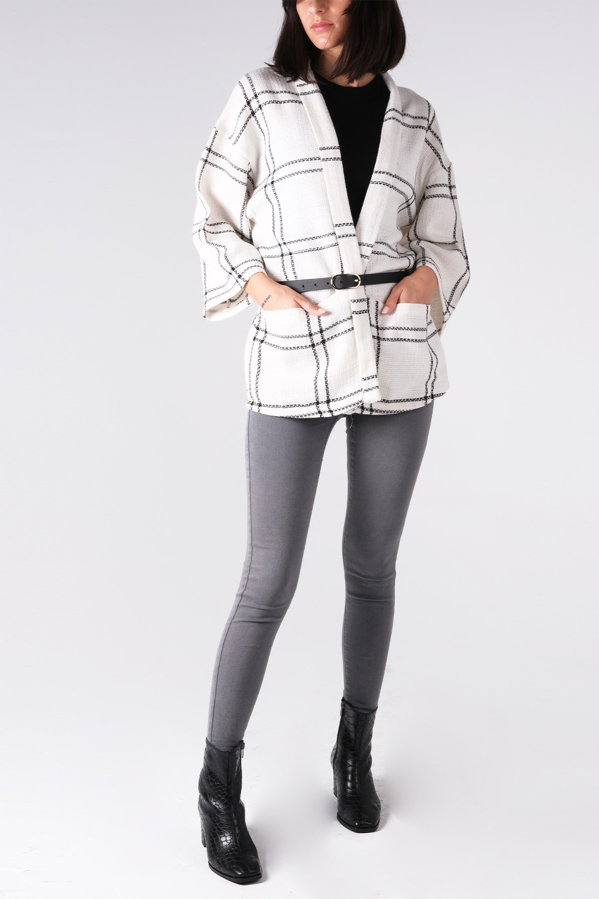 MIOROPA Ekru Renk Cepli Ceket