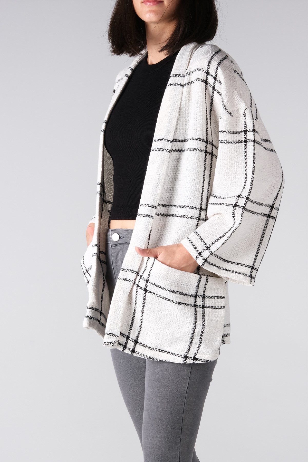 MIOROPA Ekru Renk Cepli Ceket