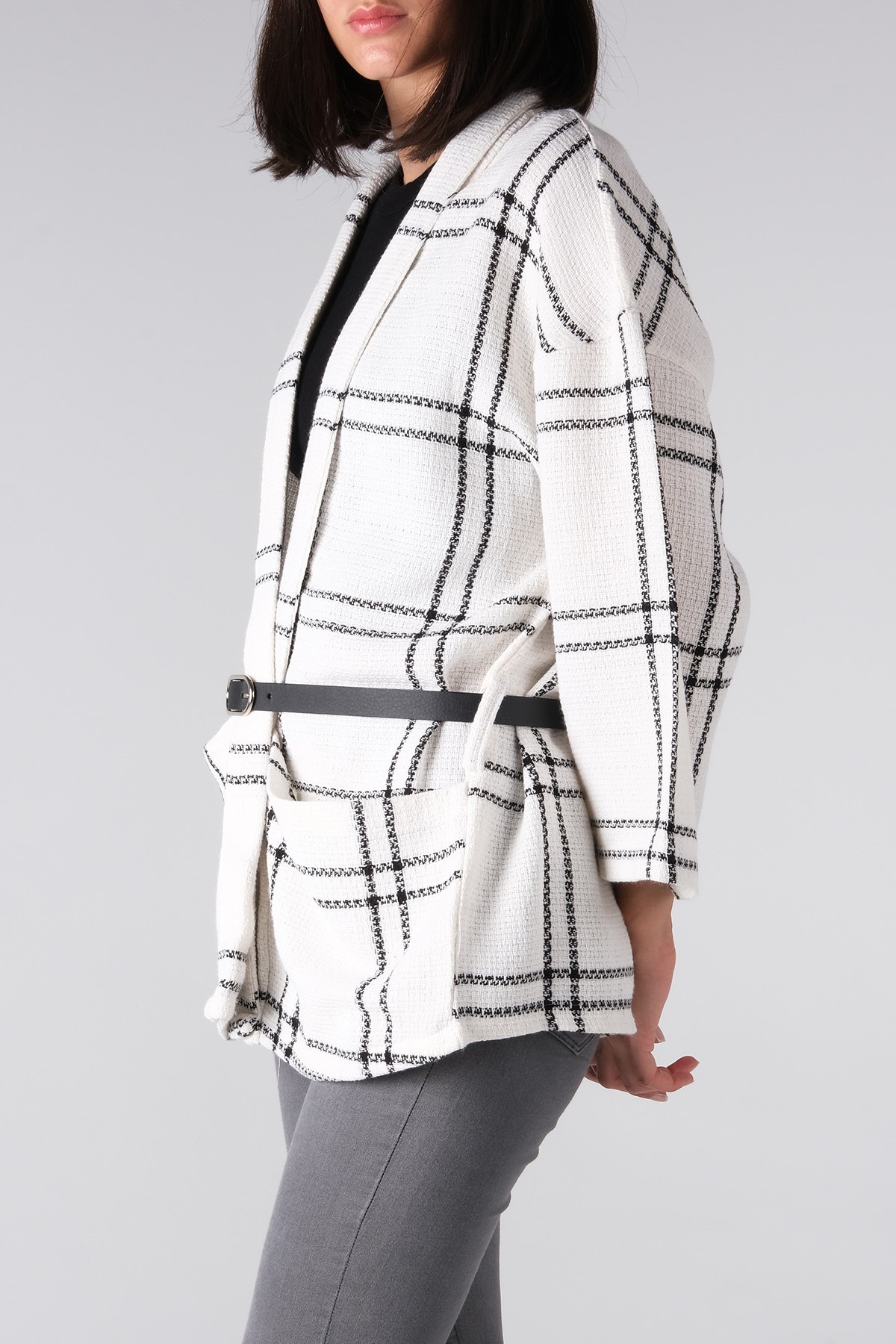 MIOROPA Ekru Renk Cepli Ceket