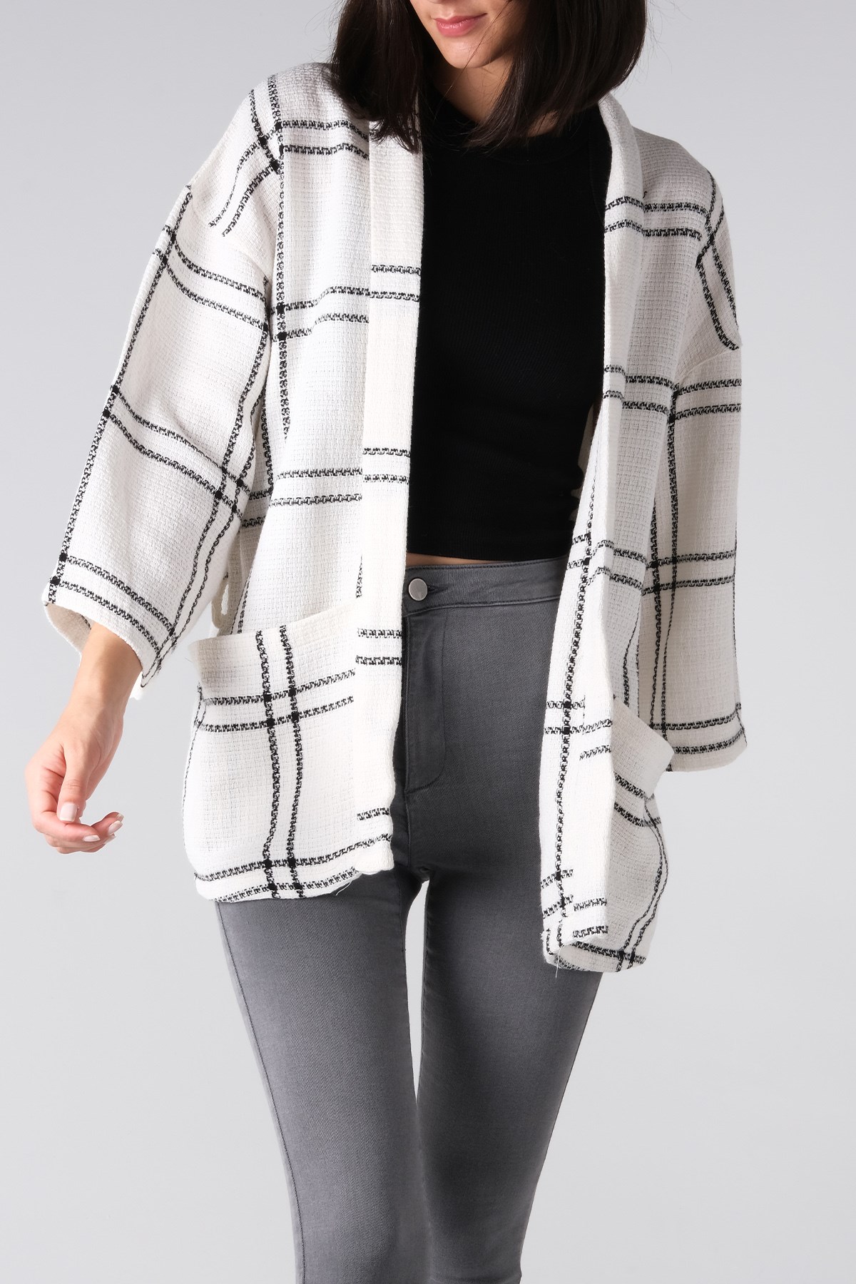 MIOROPA Ekru Renk Cepli Ceket