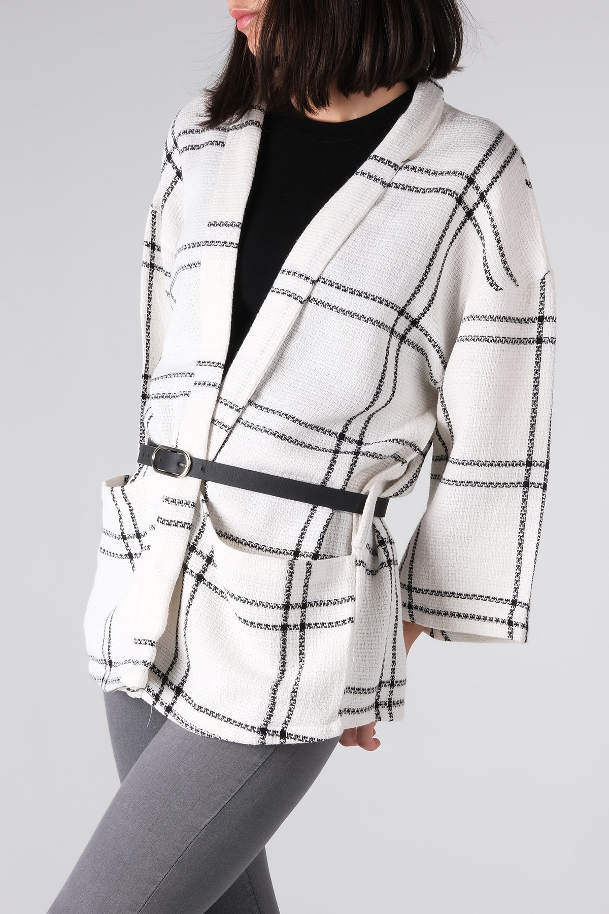 MIOROPA Ekru Renk Cepli Ceket