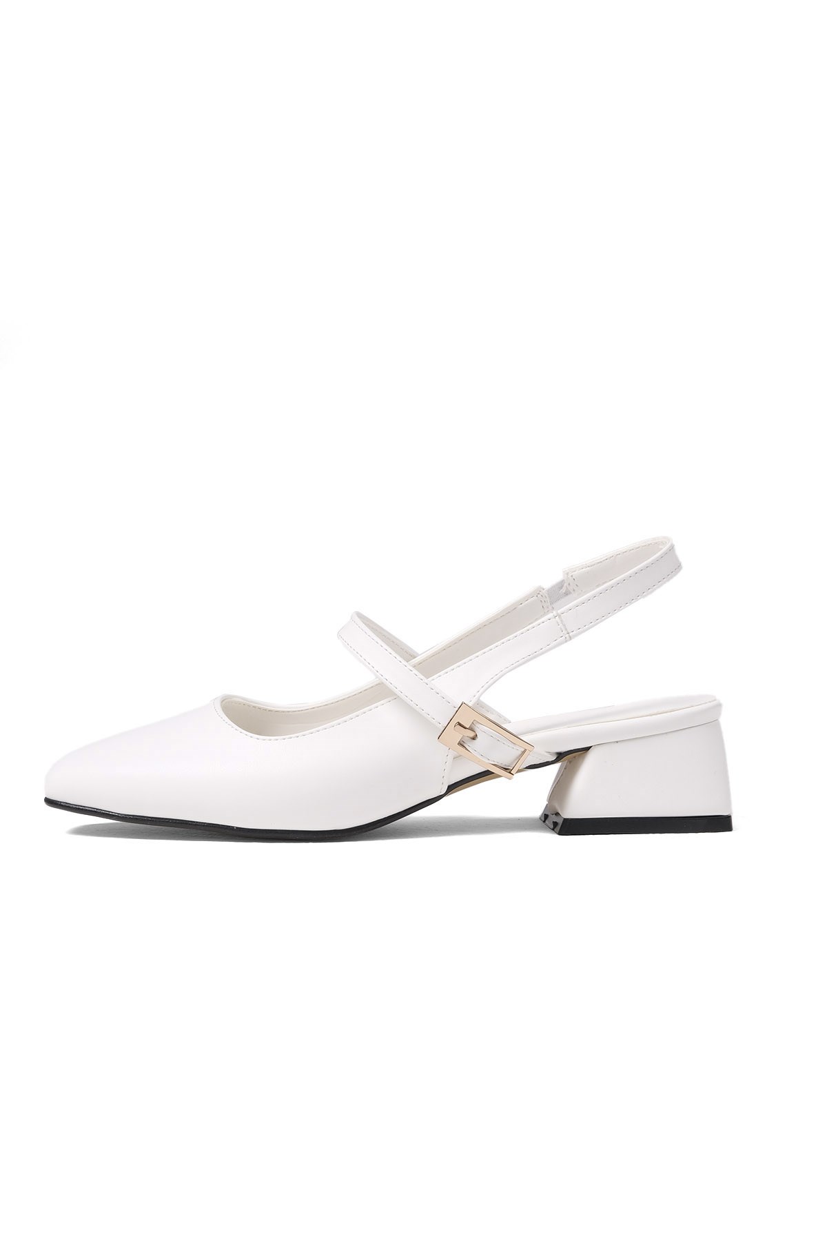 Ella Beyaz Renk Kısa Topuklu Ayakkabı