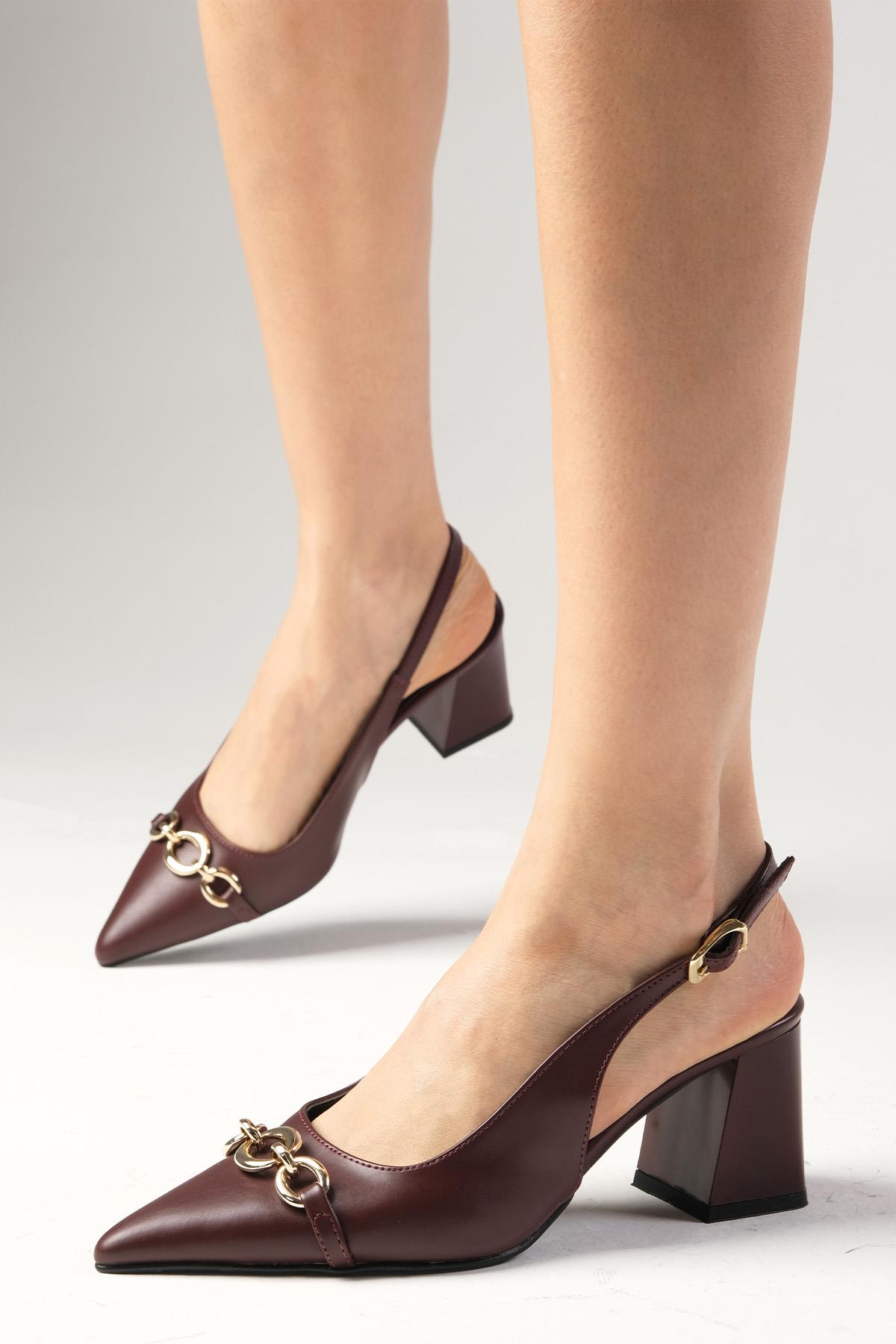 Elvin Bordo Renk Topuklu Ayakkabı