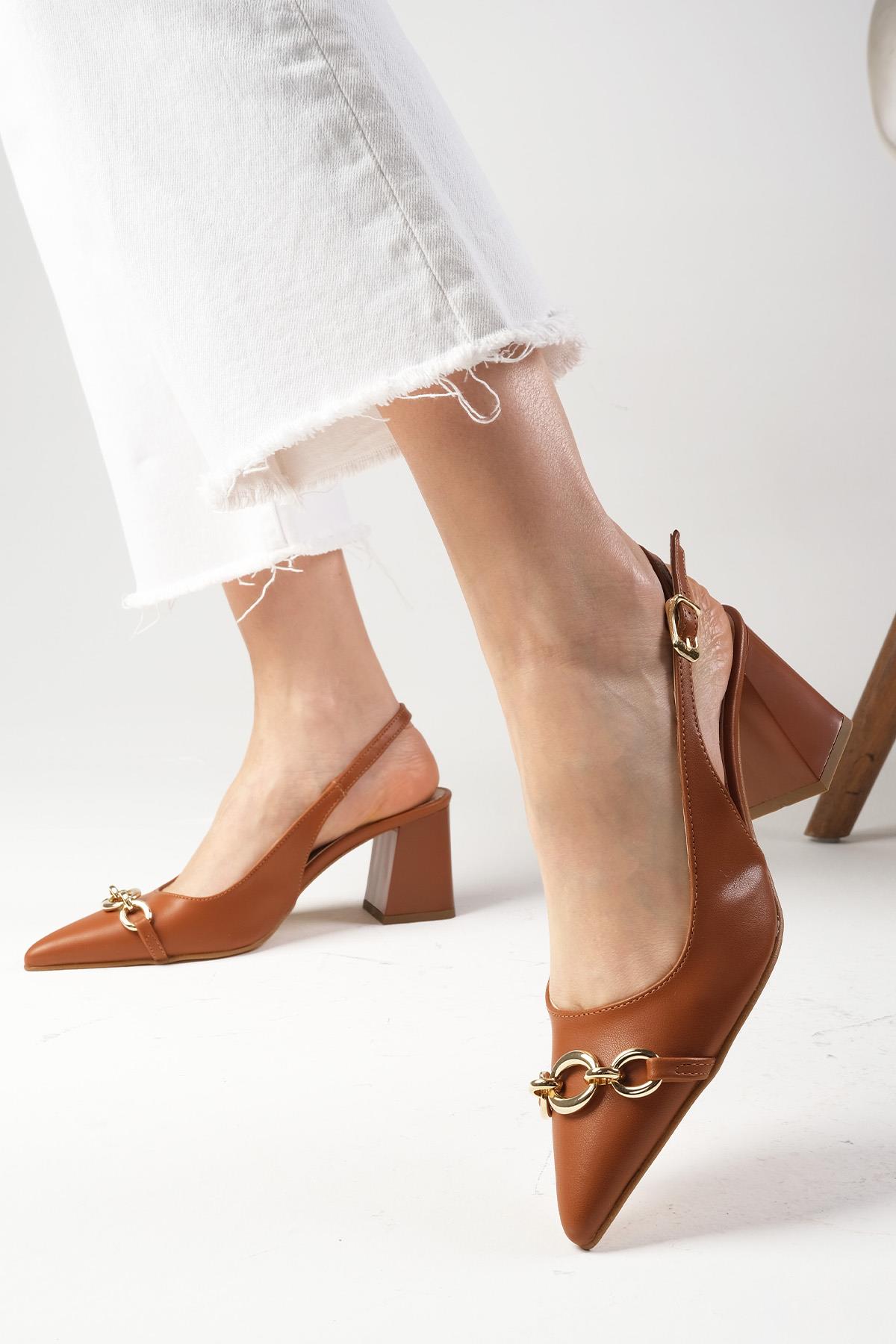 Elvin Taba Renk Topuklu Ayakkabı