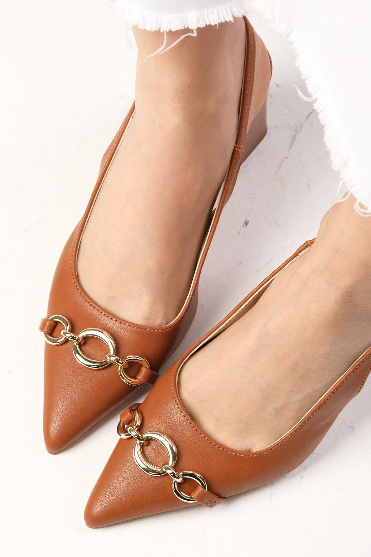 Elvin Taba Renk Topuklu Ayakkabı