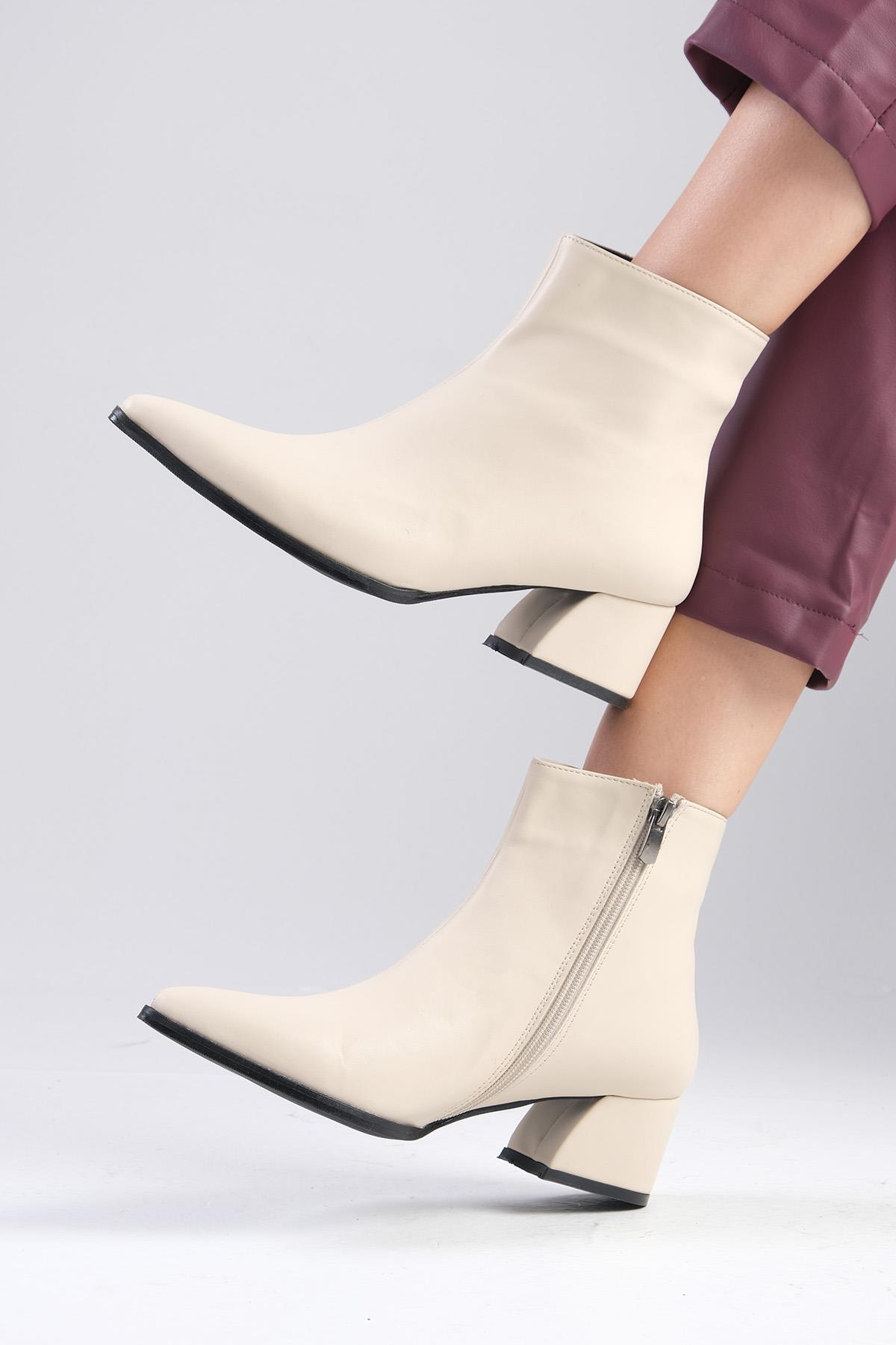 Erika Bej Renk Topuklu Bot