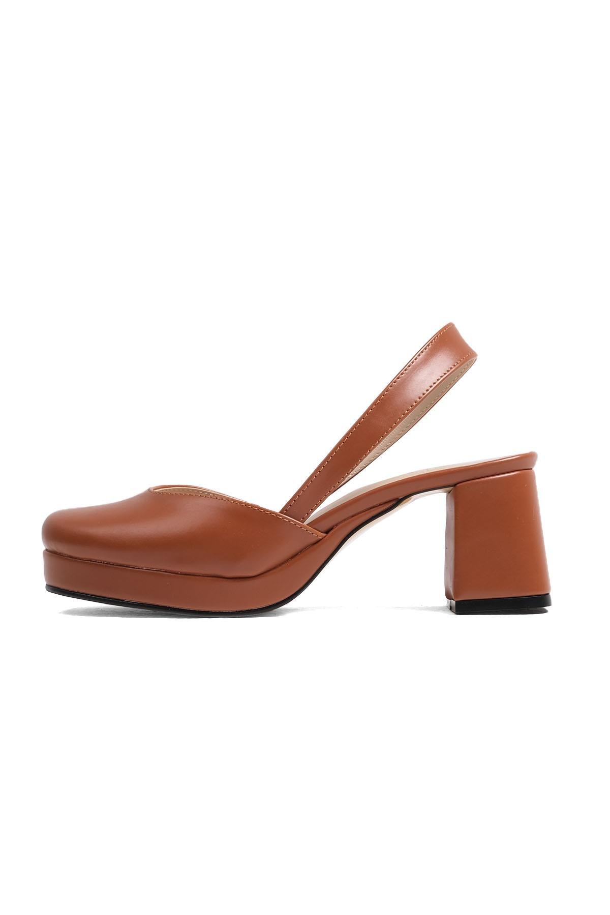 Evita Taba Renk Platformlu Topuklu Ayakkabı