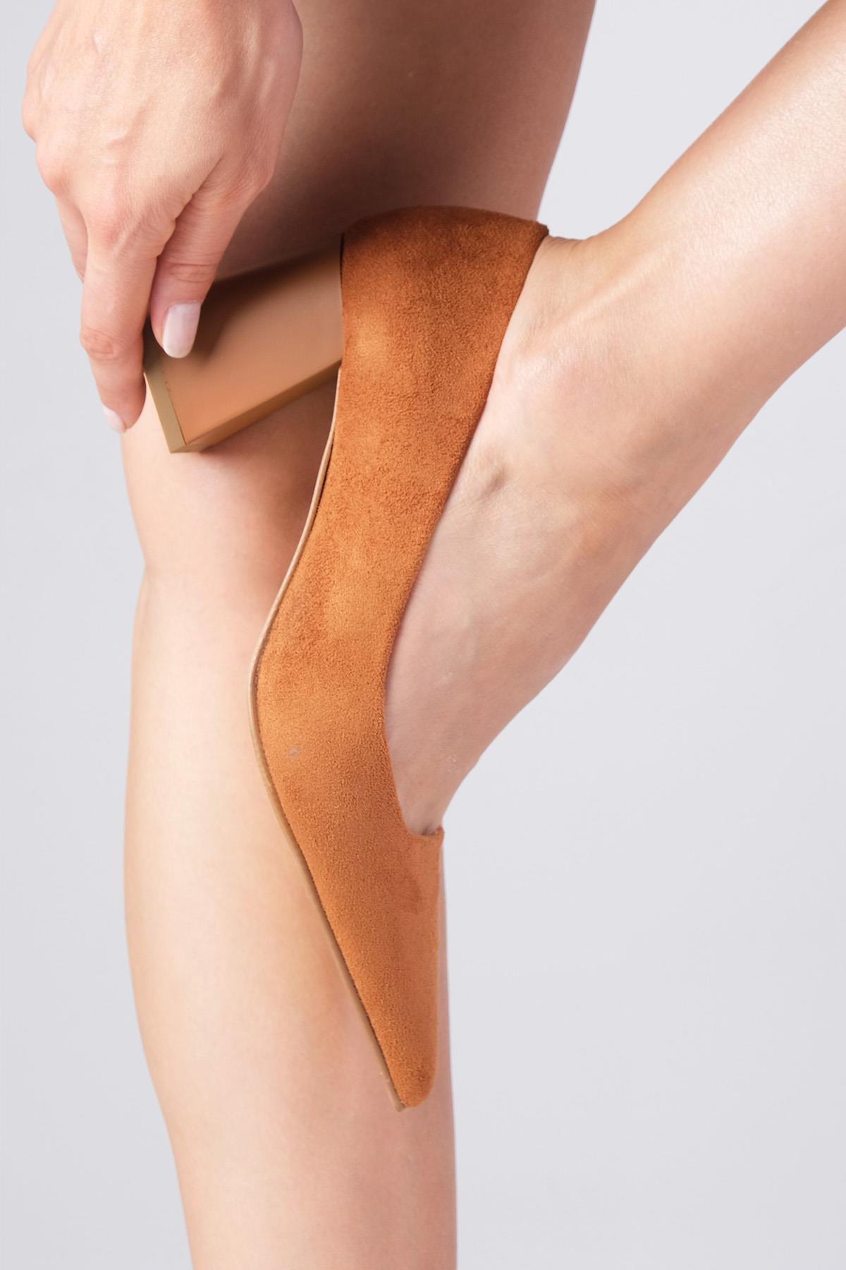 Fleur Taba Renk Süet Topuklu Ayakkabı