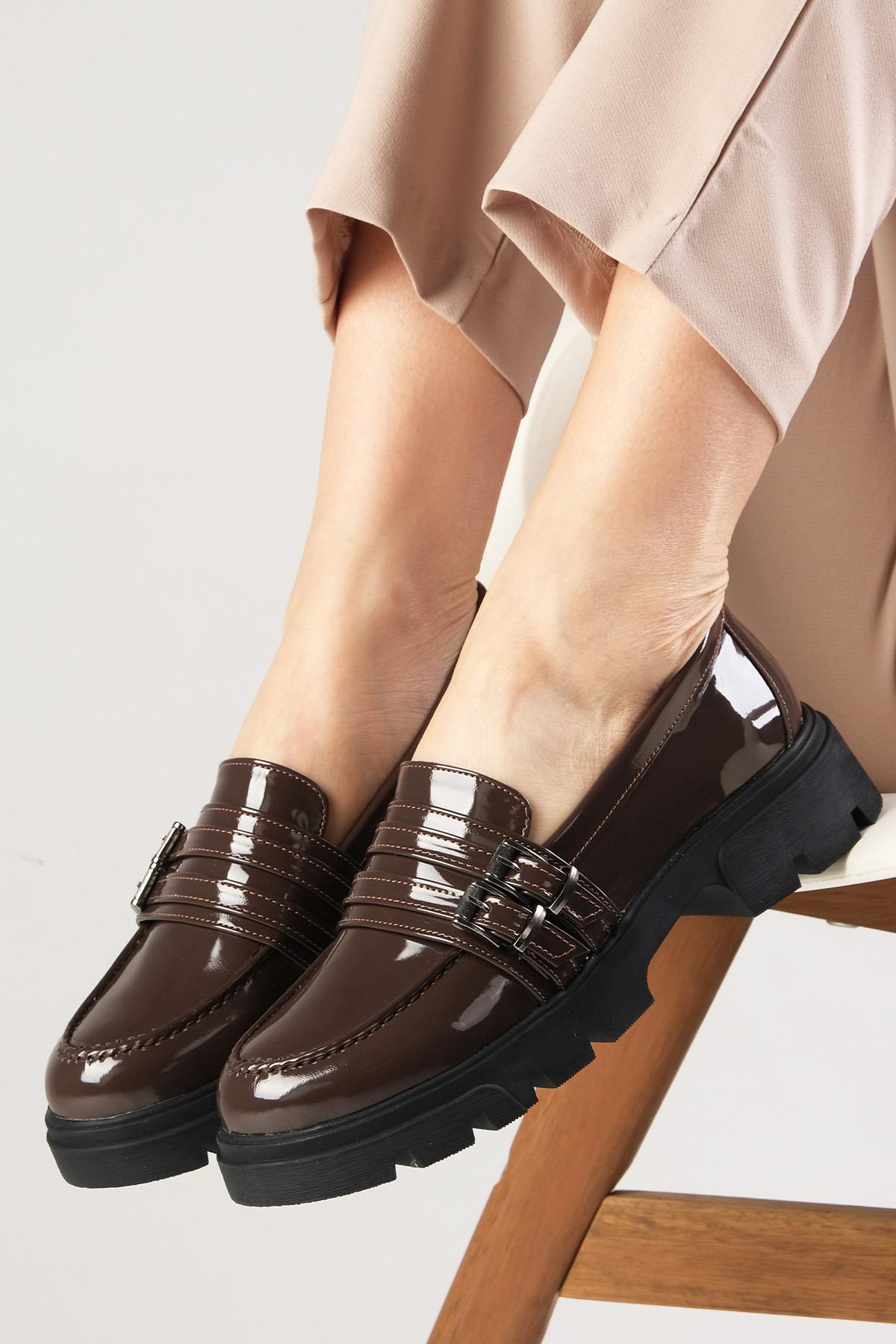 Gaby Kahverengi Kalın Tabanlı Oxford Ayakkabı