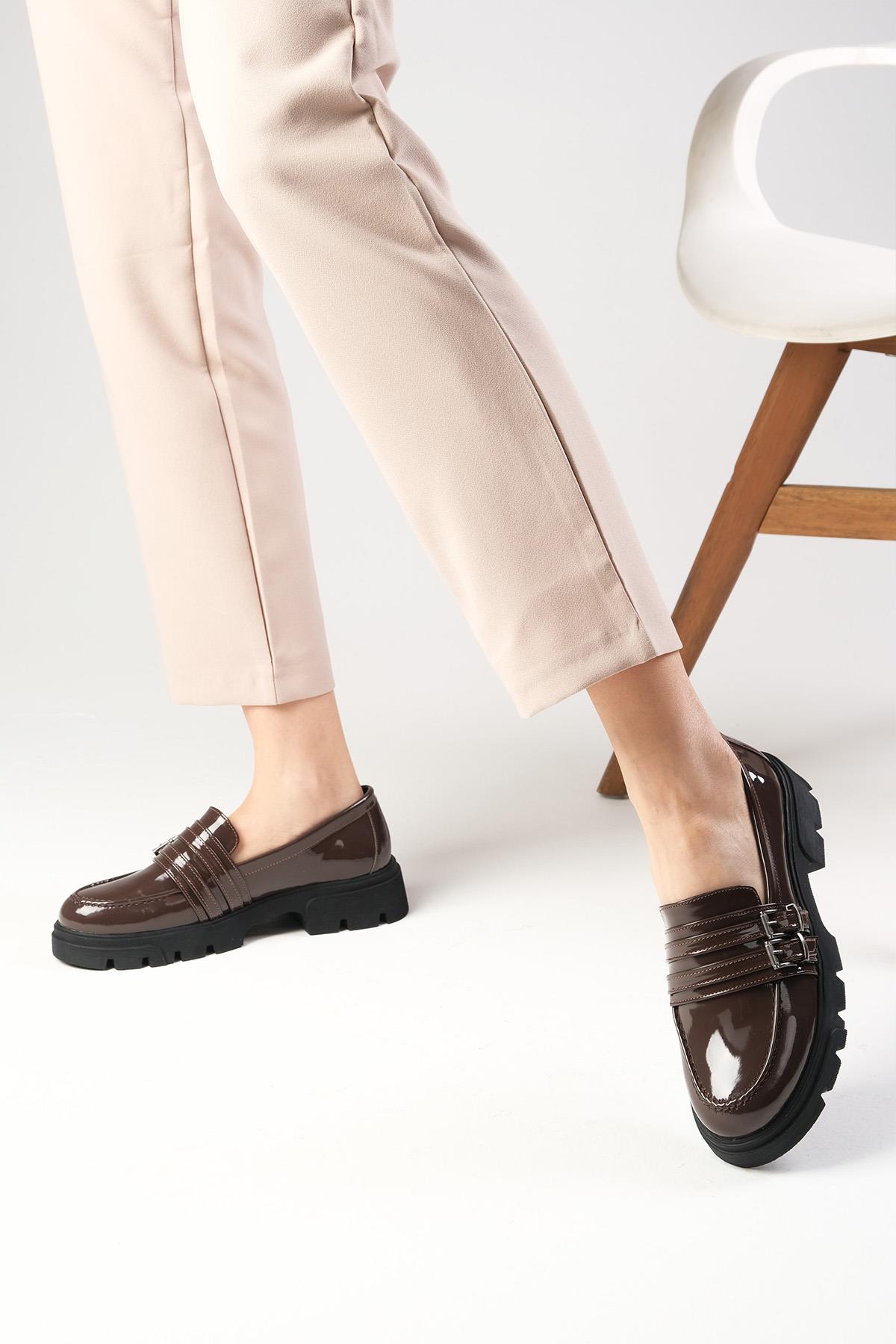 Gaby Kahverengi Kalın Tabanlı Oxford Ayakkabı