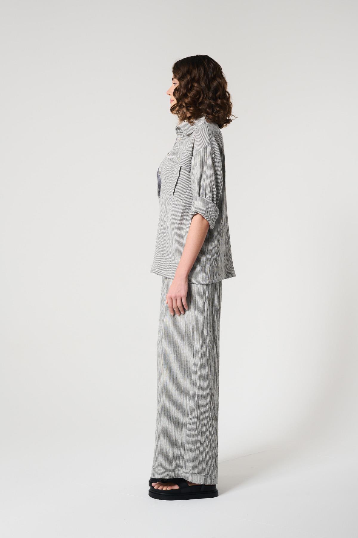 Gri Renk %100 Pamuklu Gömlek