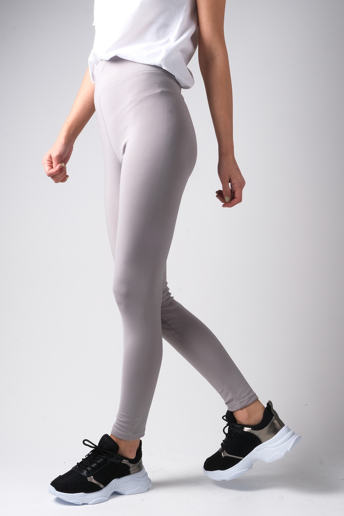 MIOROPA Gri Renk Yüksek Bel Tayt