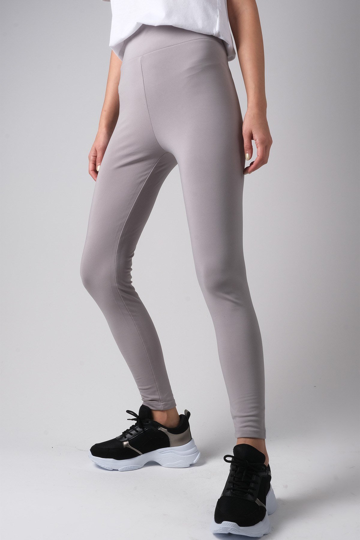 MIOROPA Gri Renk Yüksek Bel Tayt