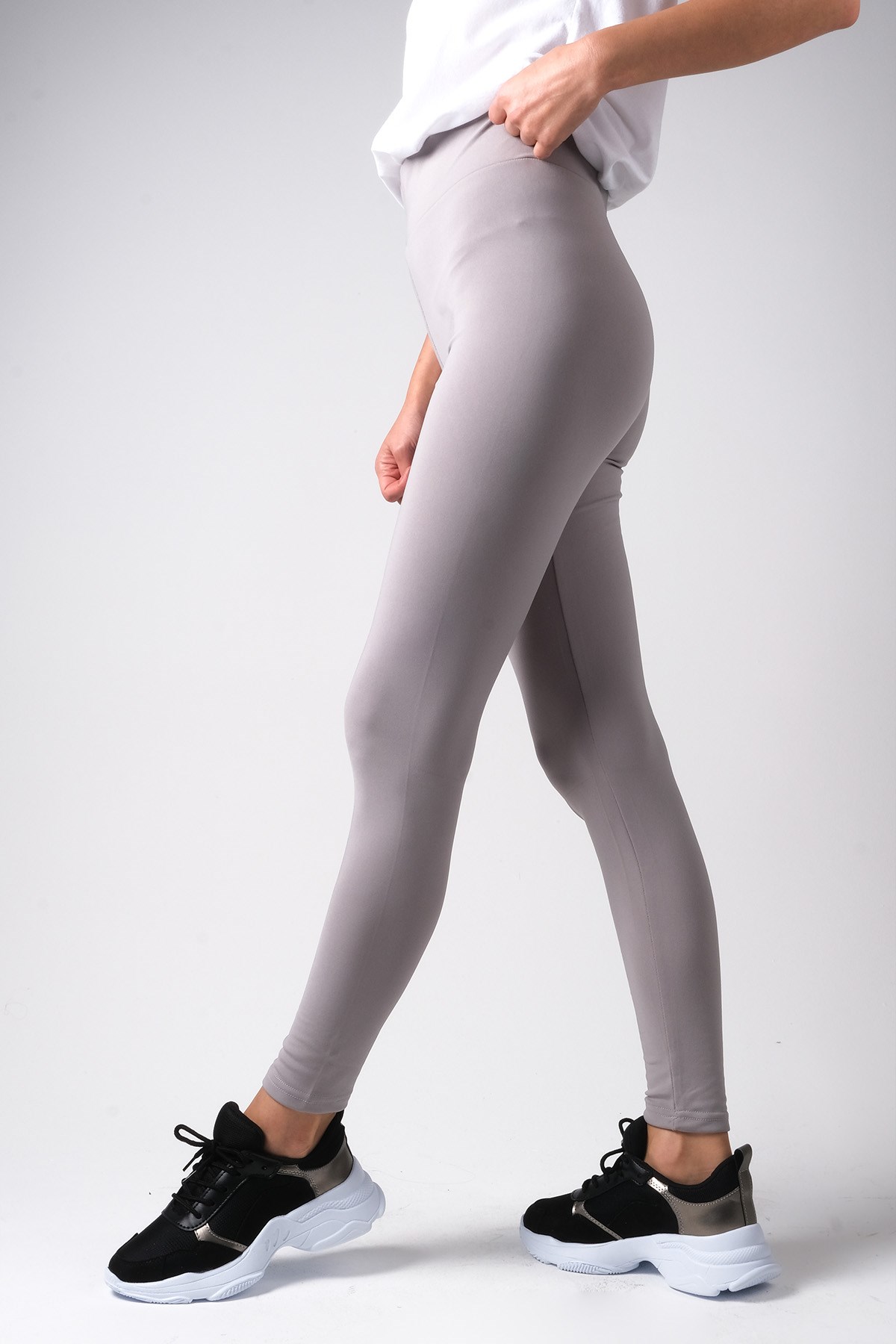 MIOROPA Gri Renk Yüksek Bel Tayt