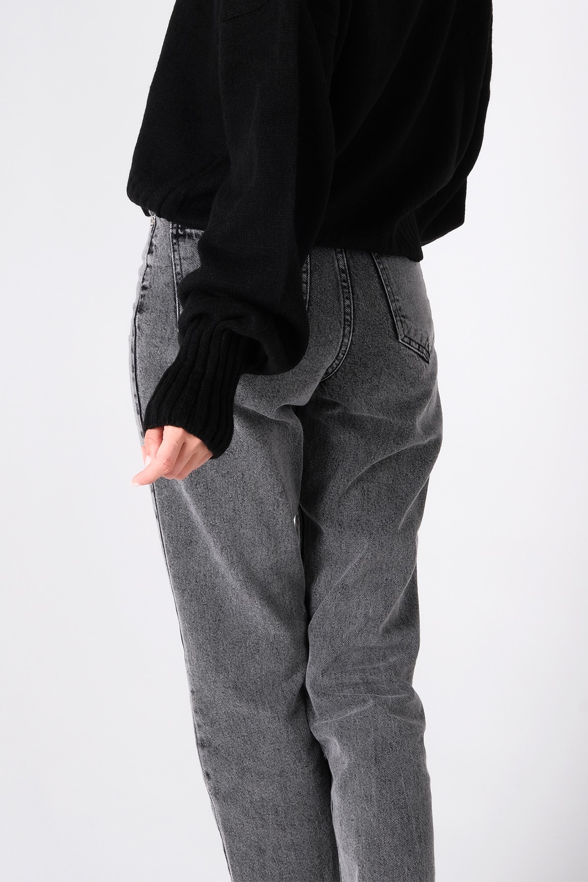 MIOROPA Gri Yüksek Bel Jean Pantolon