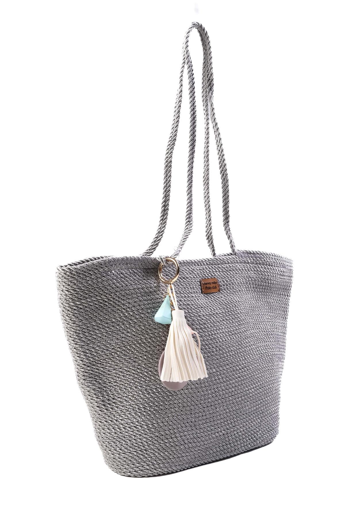 Gümüş Renk Halat Örgü Omuz Çantası