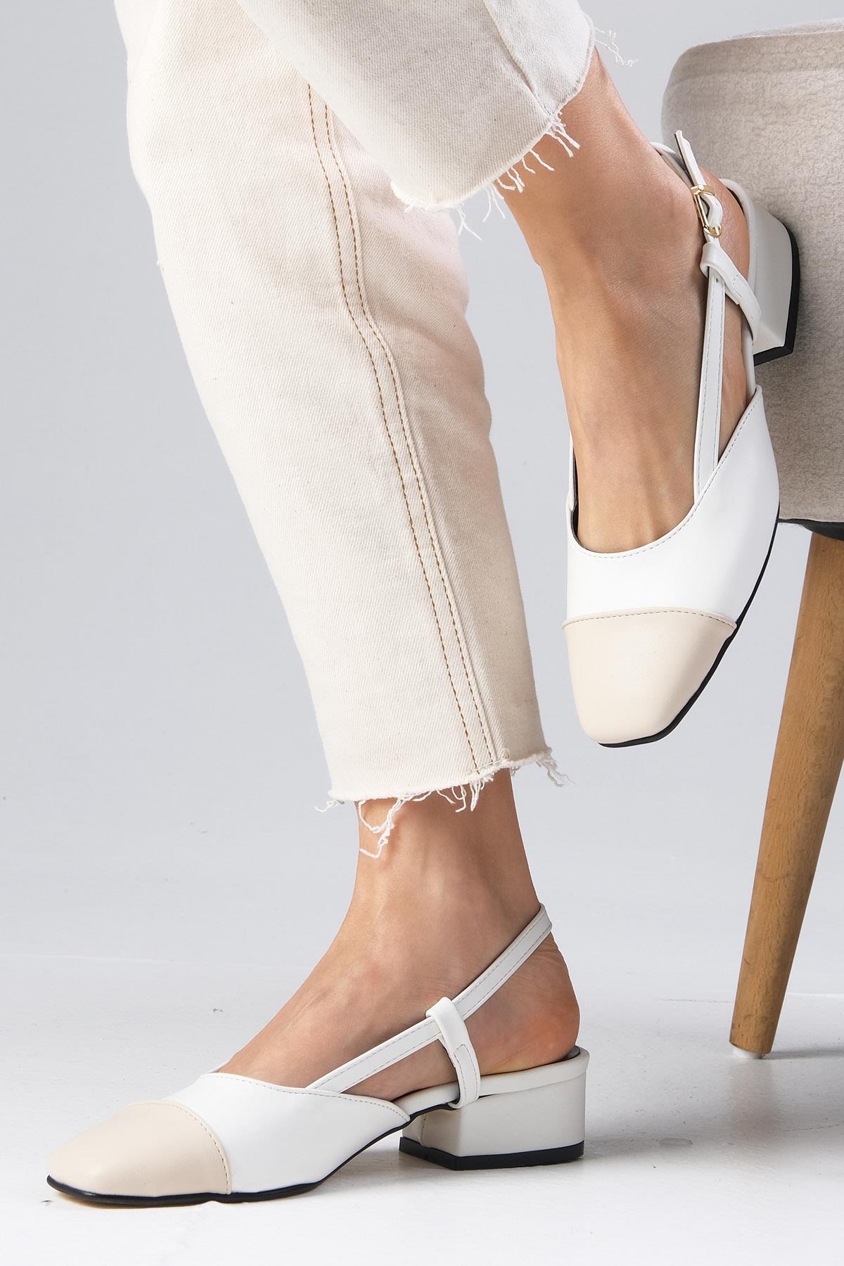 Hilda Beyaz Renk Kısa Topuklu Ayakkabı