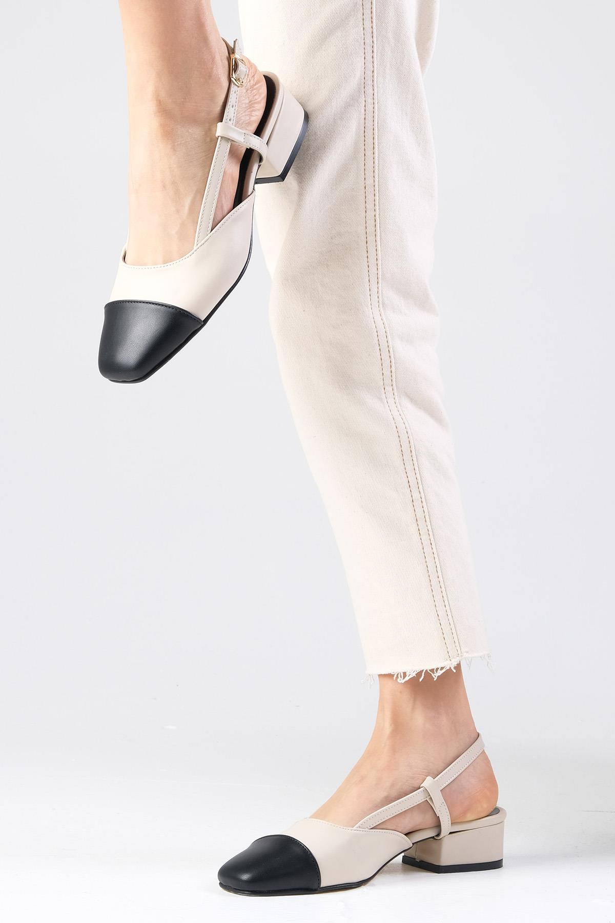 Hilda Ten Rengi Kısa Topuklu Ayakkabı