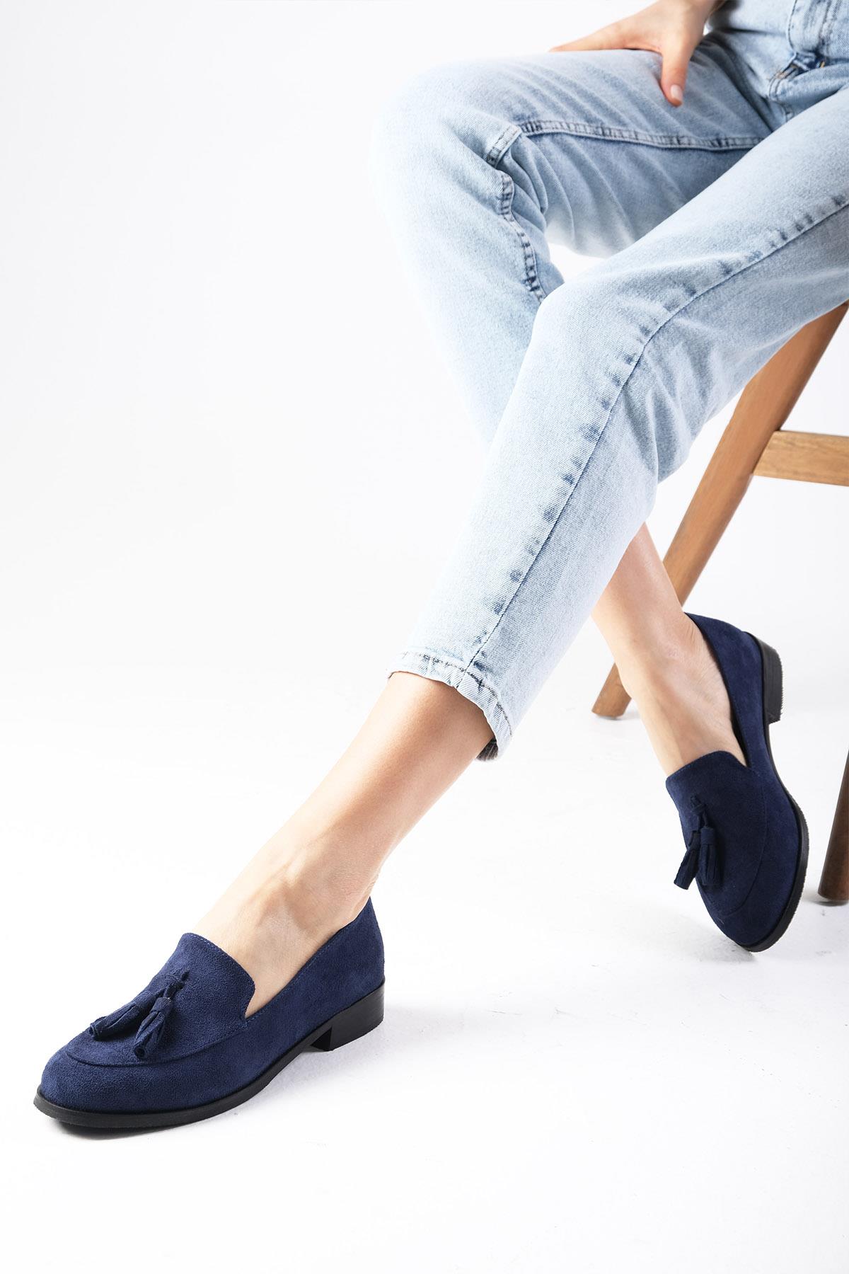 Iris Lacivert Renk Süet Oxford Ayakkabı