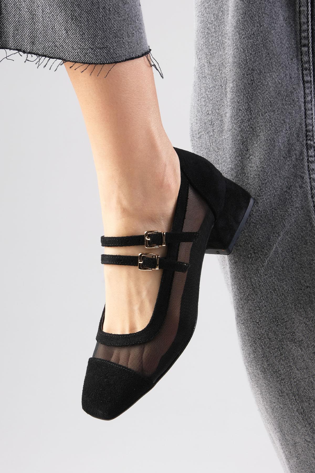 Isabel Siyah Renk Kısa Topuklu Ayakkabı