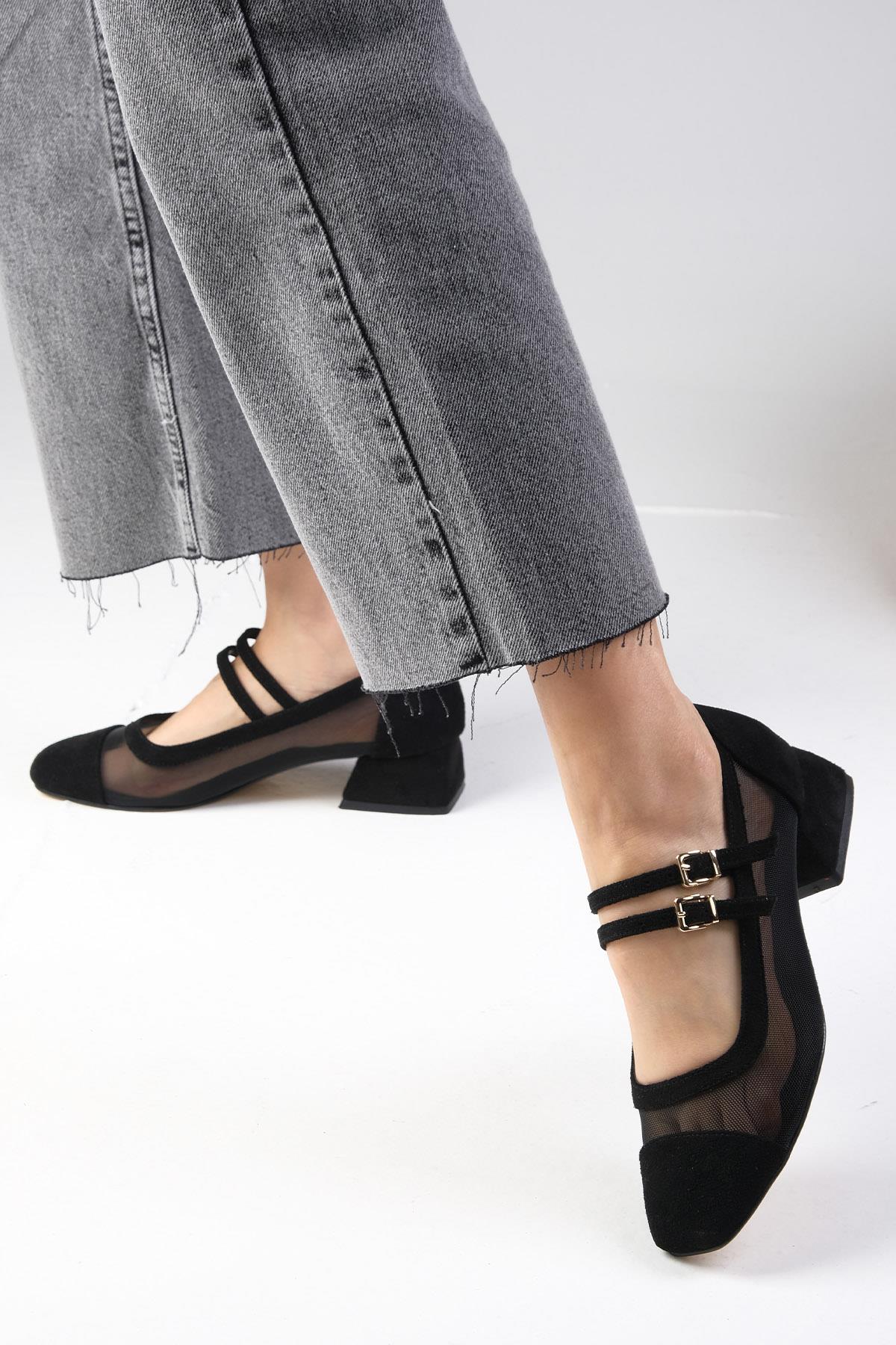 Isabel Siyah Renk Kısa Topuklu Ayakkabı