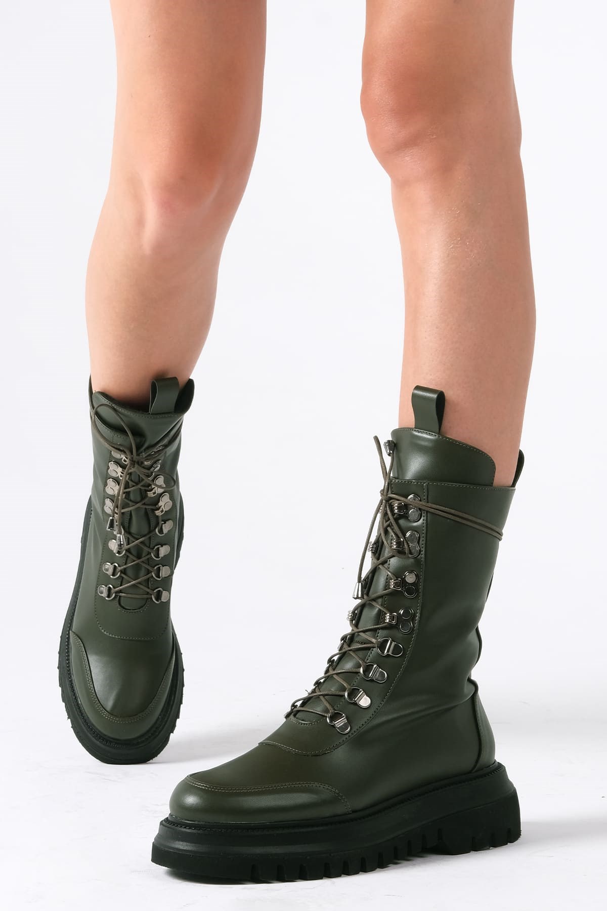 Janice Yeşil Renk Kalın Tabanlı Postal Bot