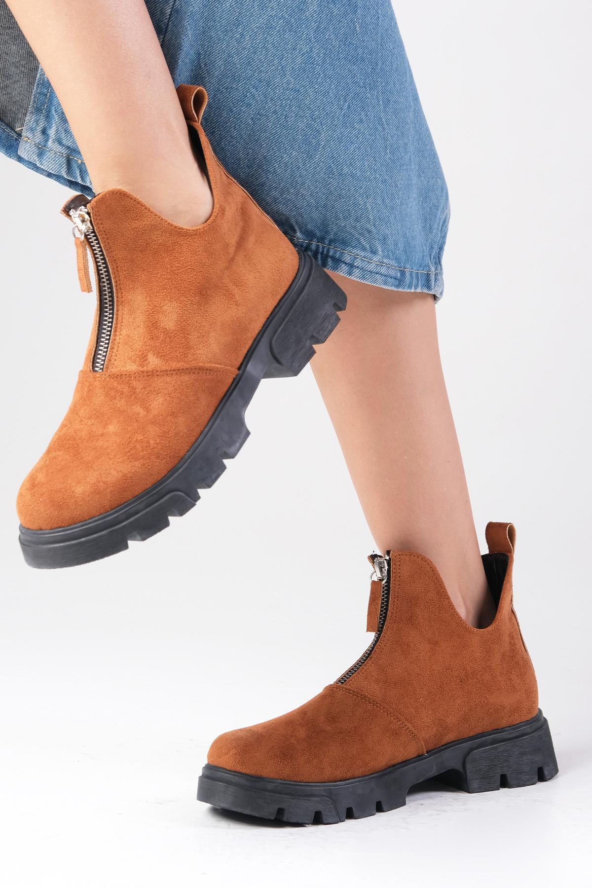 Jill Taba Renk Süet Kalın Tabanlı Bot