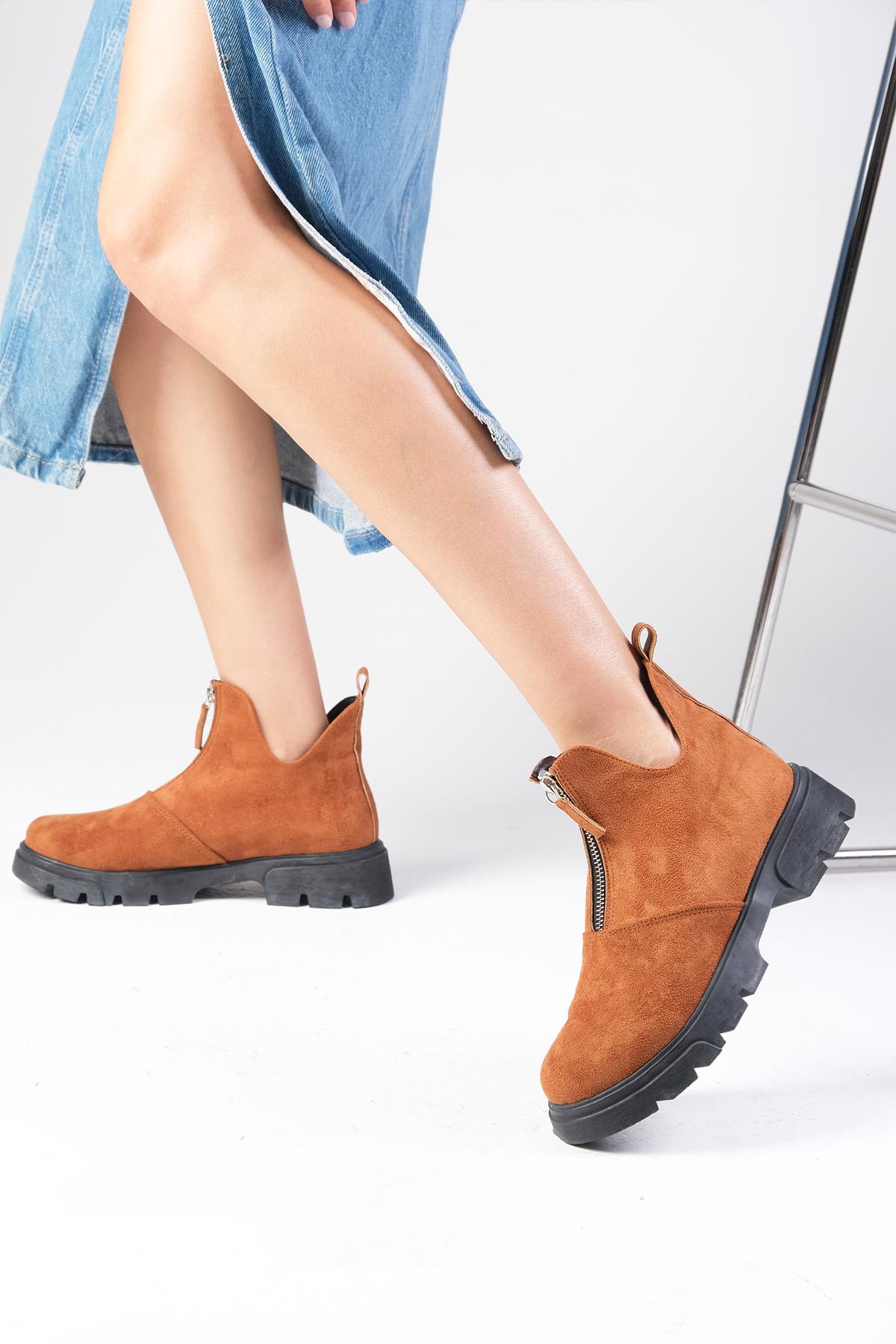 Jill Taba Renk Süet Kalın Tabanlı Bot