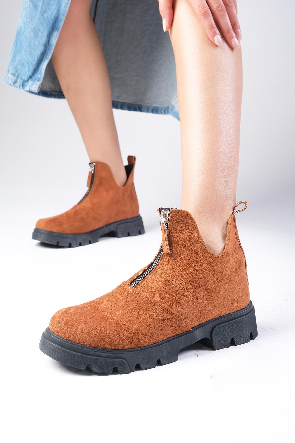 Jill Taba Renk Süet Kalın Tabanlı Bot